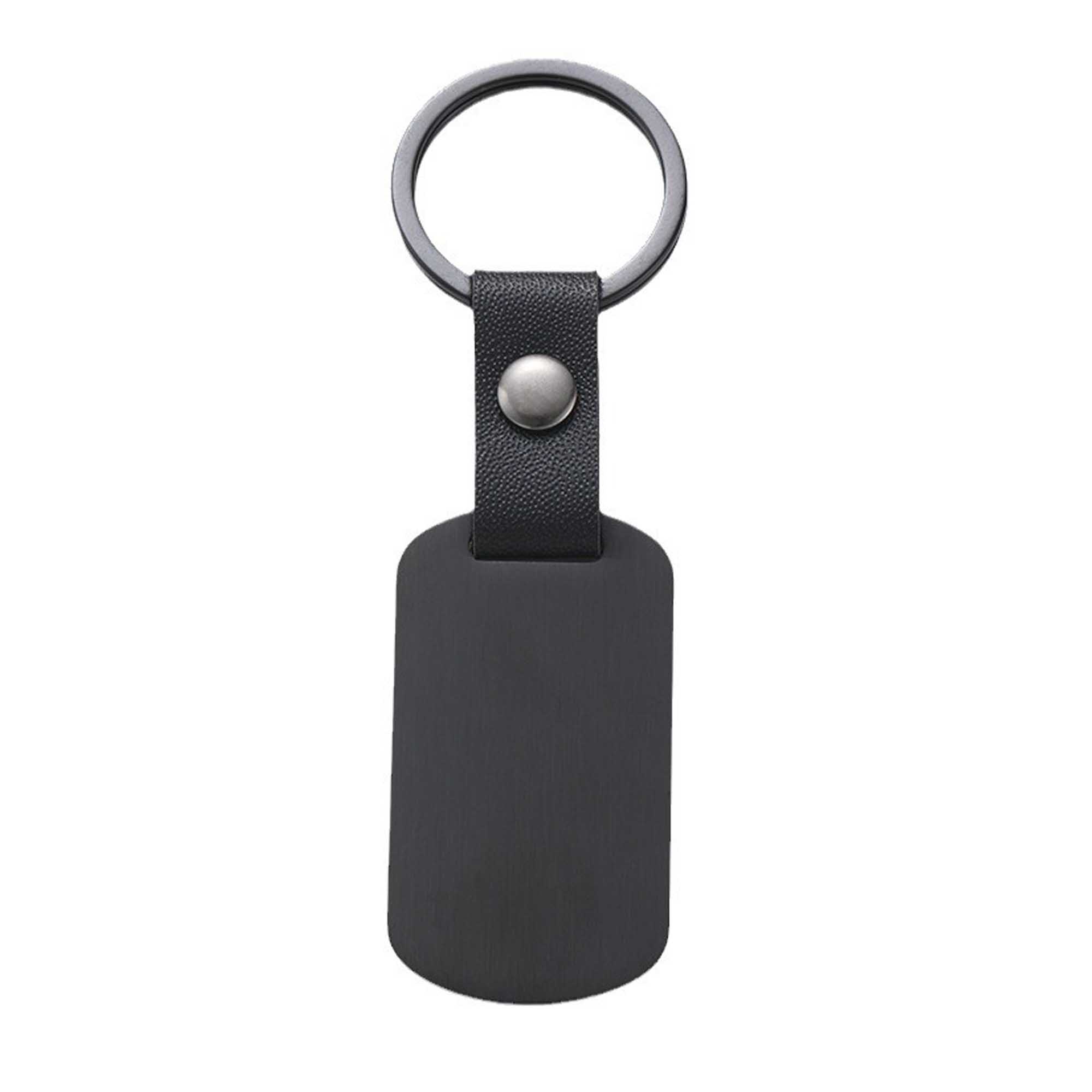 Metal Plate Rectangular Leather Keychains 1