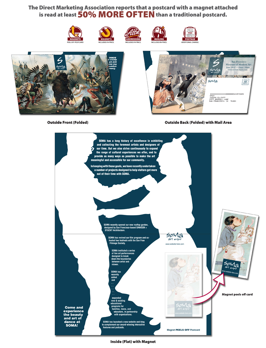 Magna-Fold Postcard - UV-Coated (1S) with Business Card Magnet (25 mil.) 4