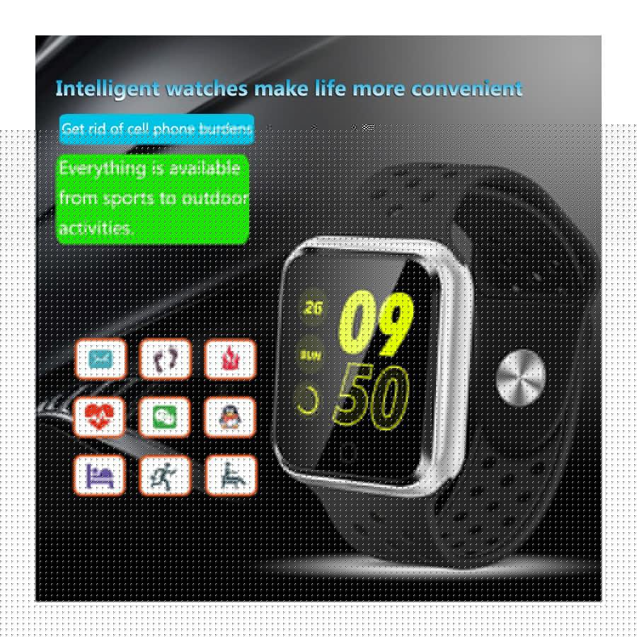 Waterproof Fitness Watch With Heart Rate / Blood Pressure / 1