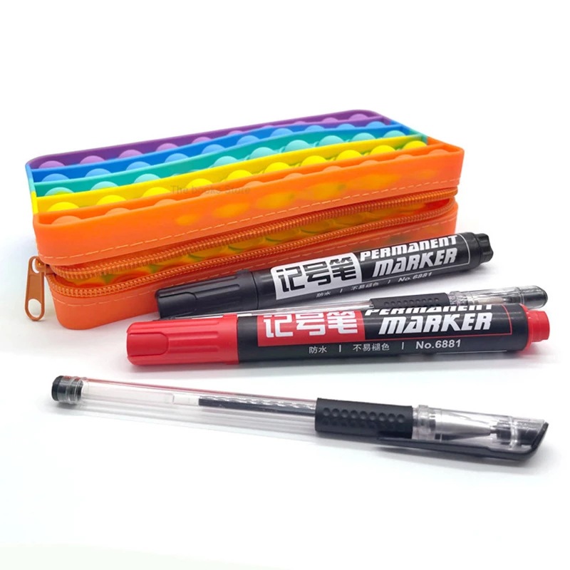 Rectangle Shape Rodent Pioneer Silicone Pencil Decompression Bubble Stationery Storage Bag / Hook 5