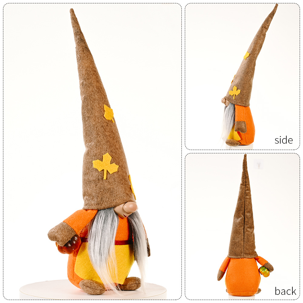 Thanksgiving faceless Gnome Maple Leaf Plush Elf 2