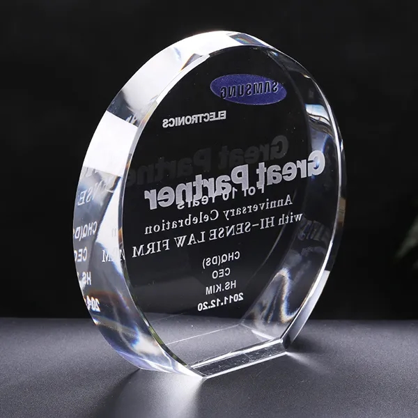 Clear Crystal Stand Up Circle Award 1