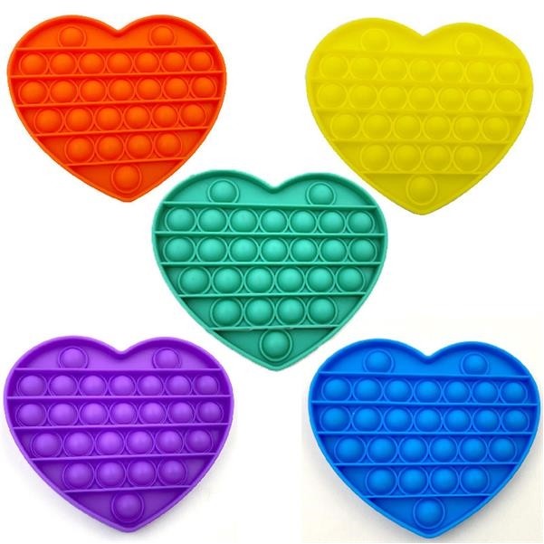 Solid Color Heart Shape Push Bubble Sensory Pop Popper Fidge 2