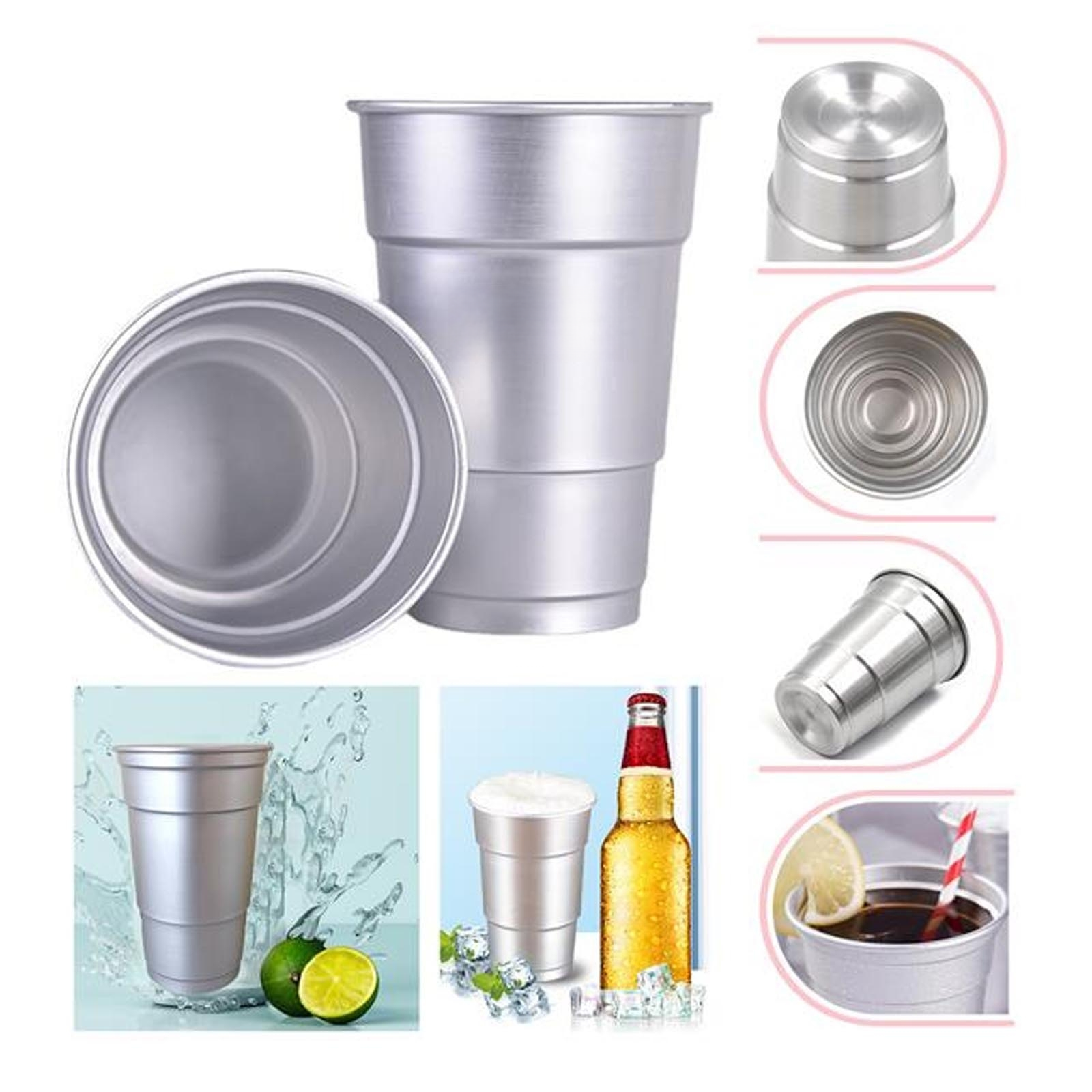 MOQ 100PCS 16oz Aluminum Recyclable Party Cups