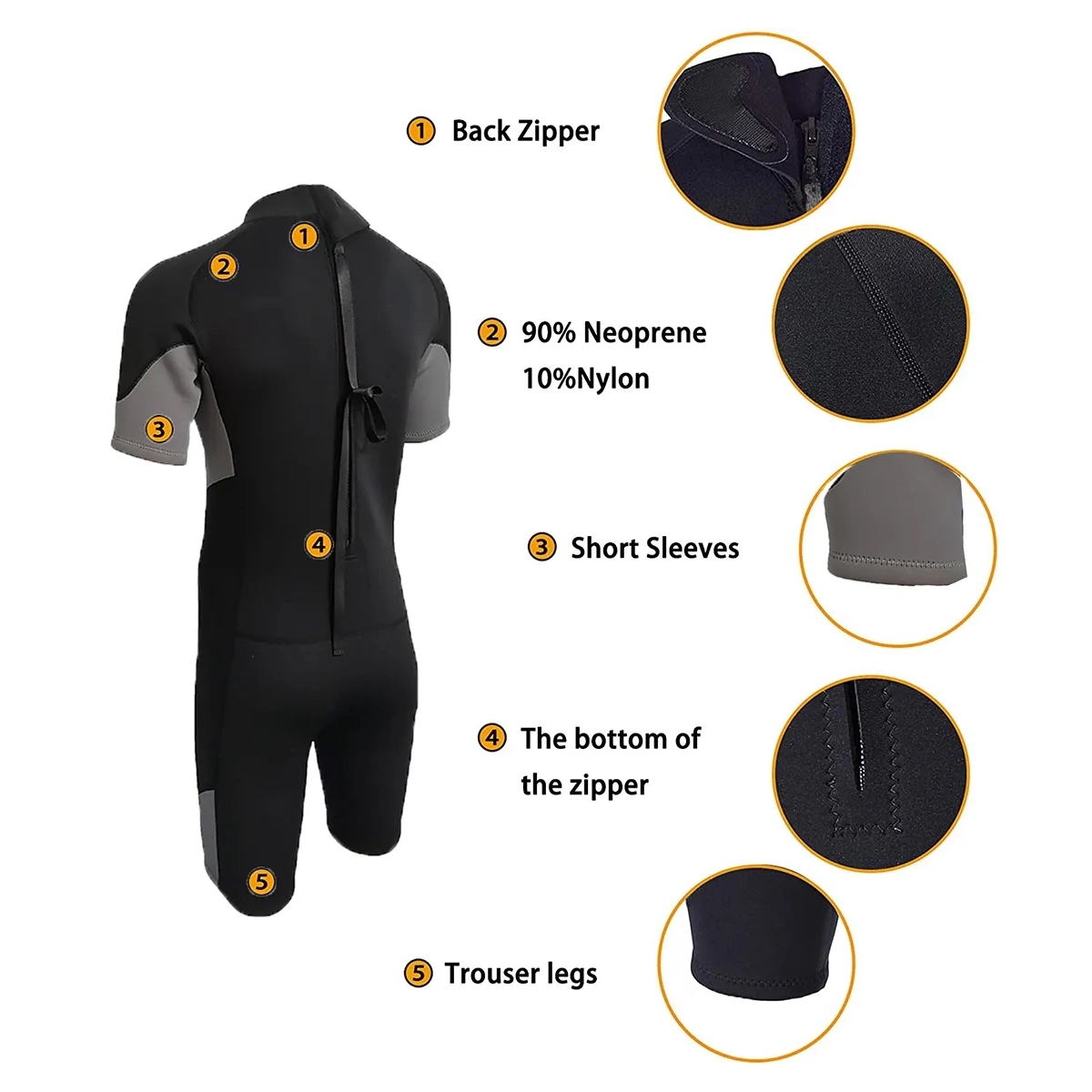Neoprene Short Sleeves Wet Suits 4