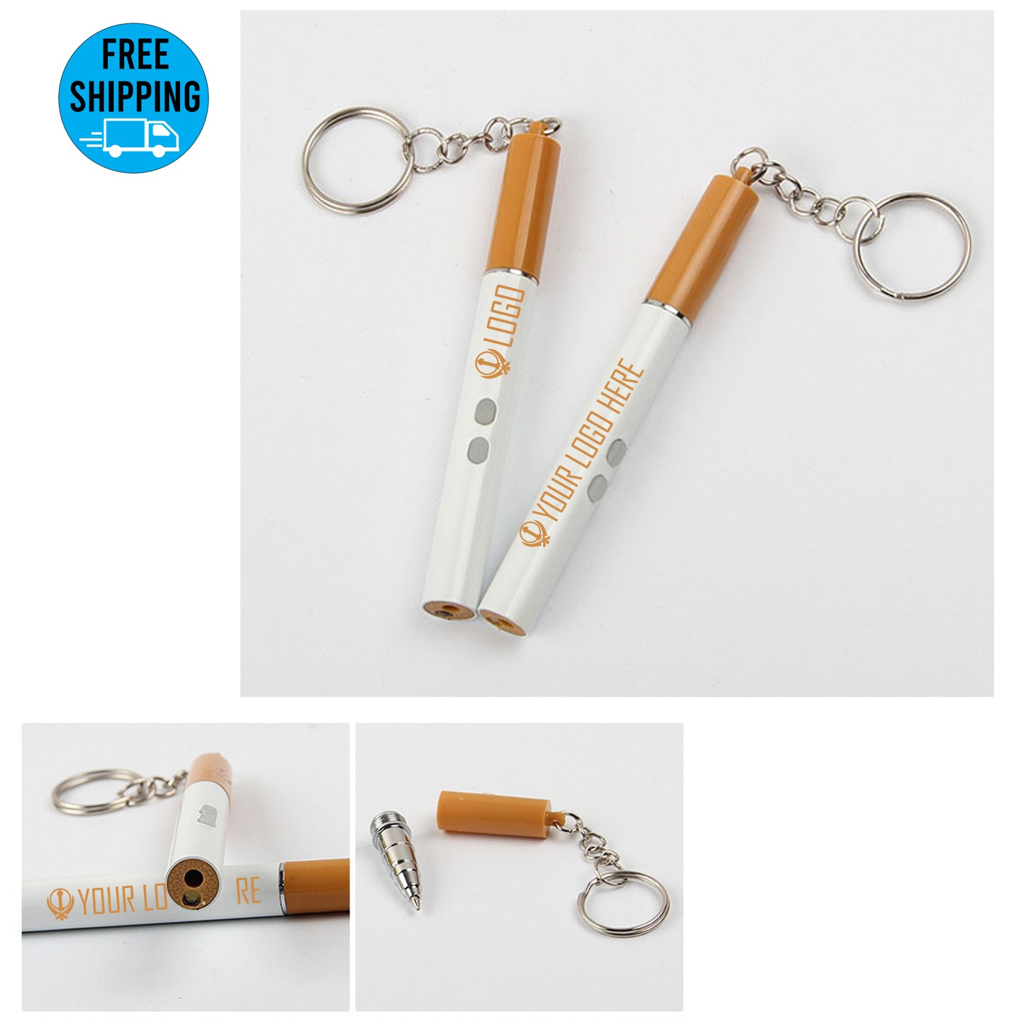 3in1 cigarette shape keychain LED flashlight with powerful Laser Pointer Pen& ball pen 3