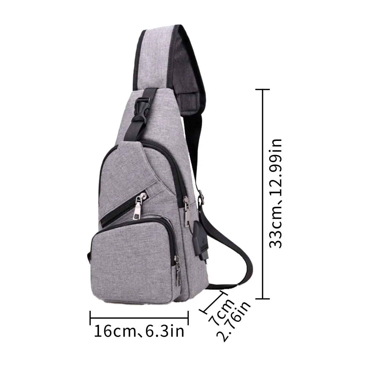 Crossbody Sling Bag with Anti Theft And USB Charging Port, custom fanny pack with logo imprint 3