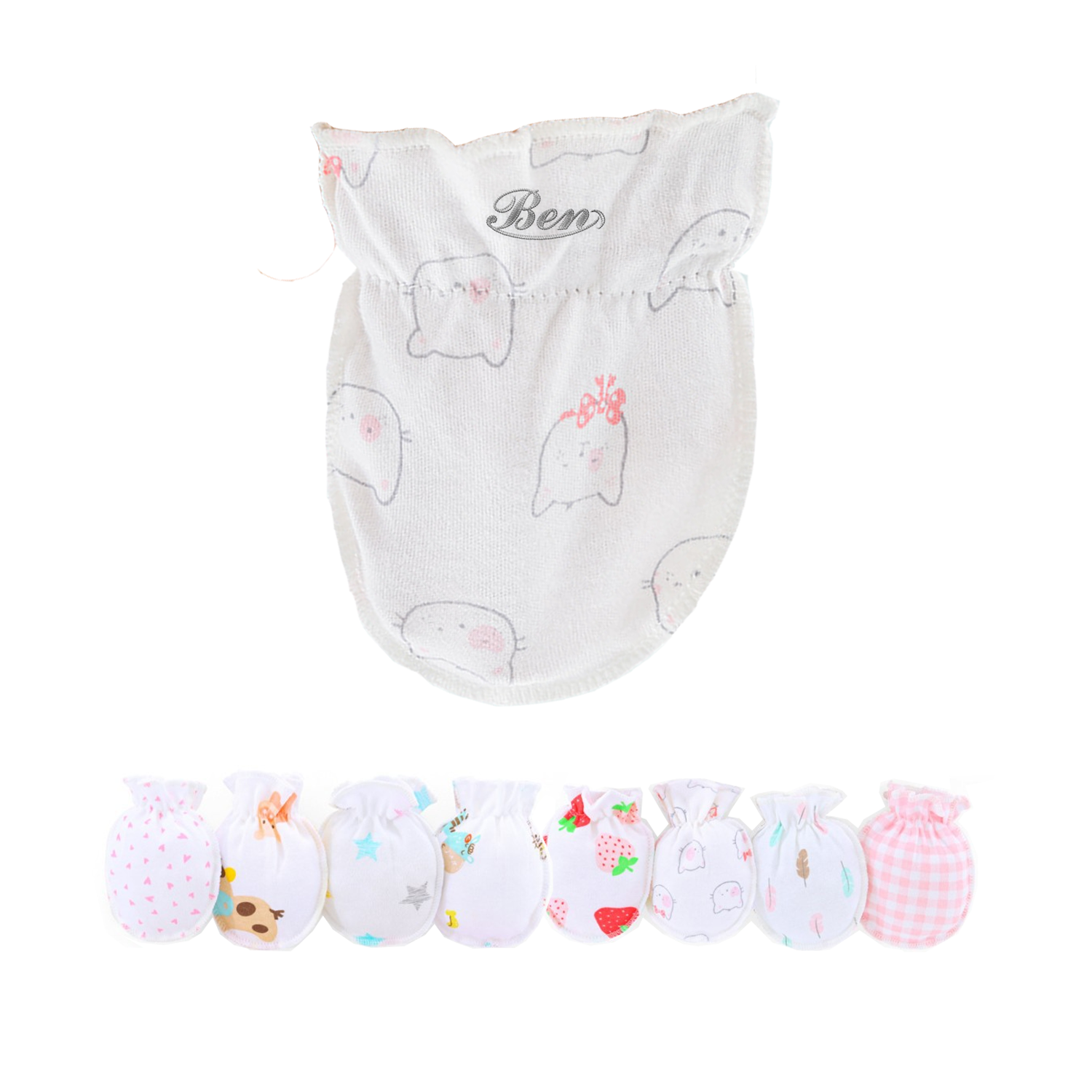 Cartoon Newborn Mittens to Prevent Scratching 2