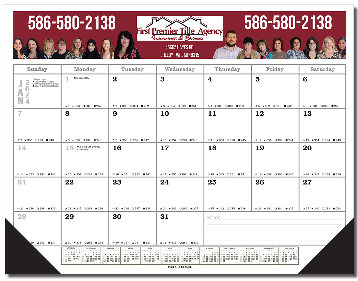 Desk Planner Blotter Calendar - Full Color 10