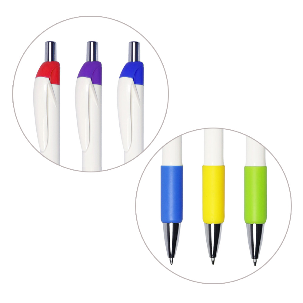 Rubber Grip White Plastic Pen 5