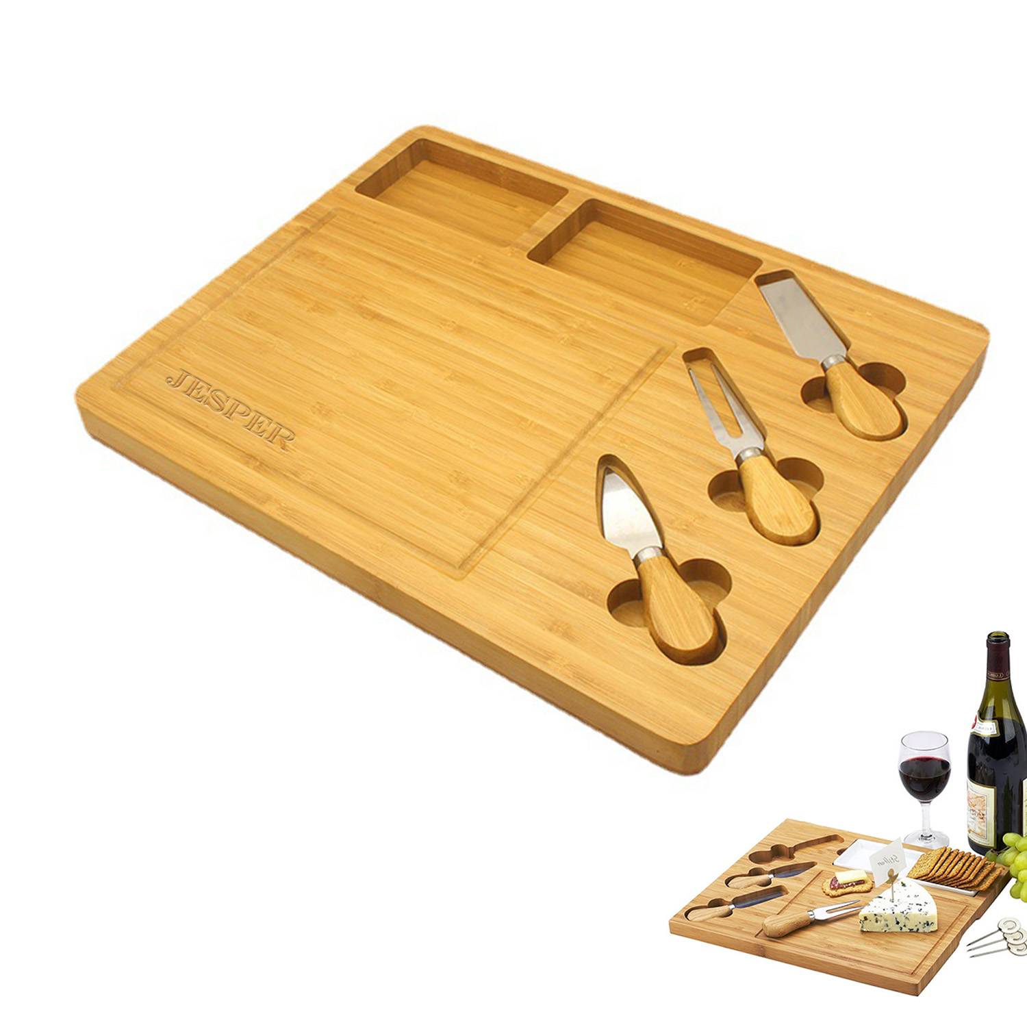 Bamboo Square Cheese Board Set 1