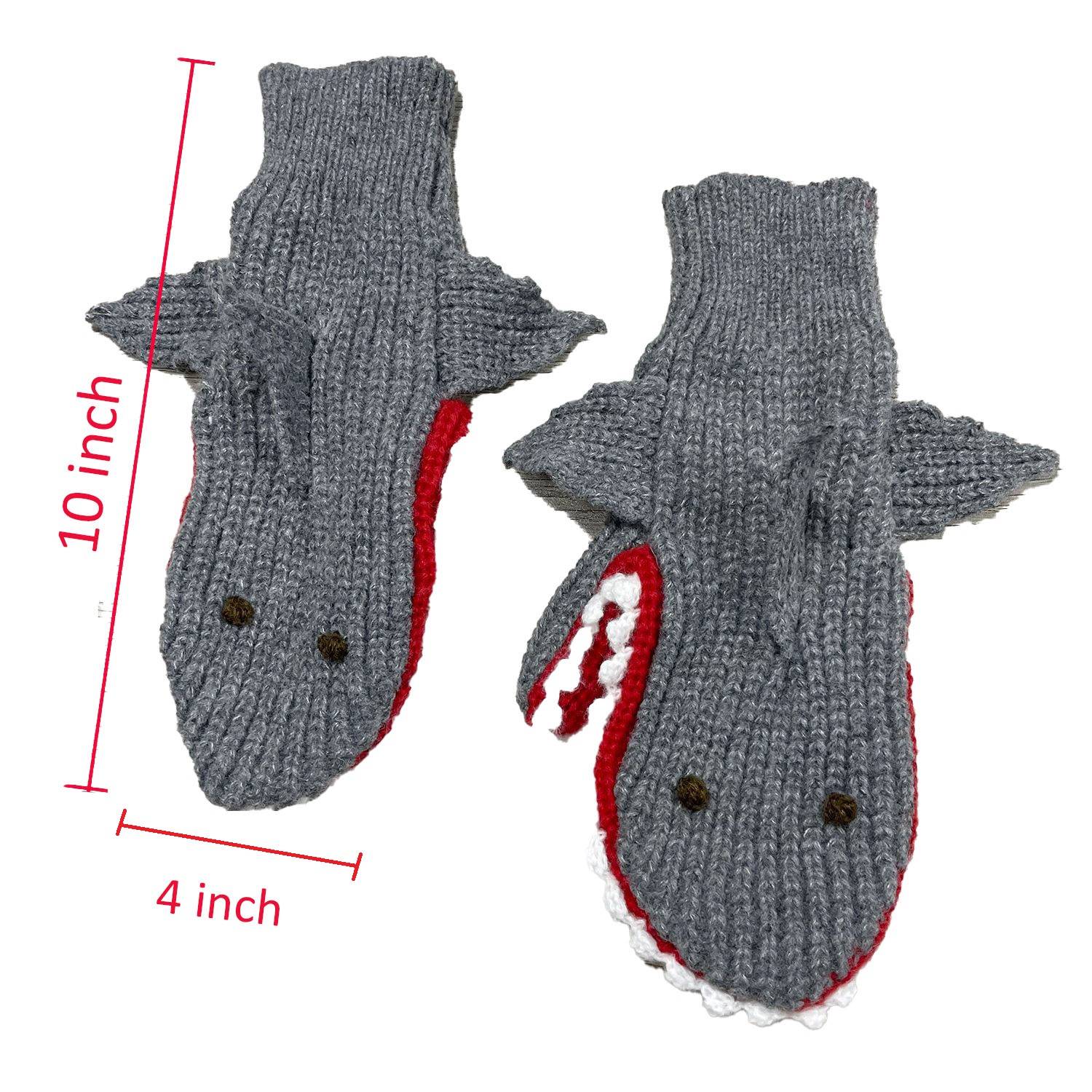 Polyester Mittens Knitted Shark Gloves 2