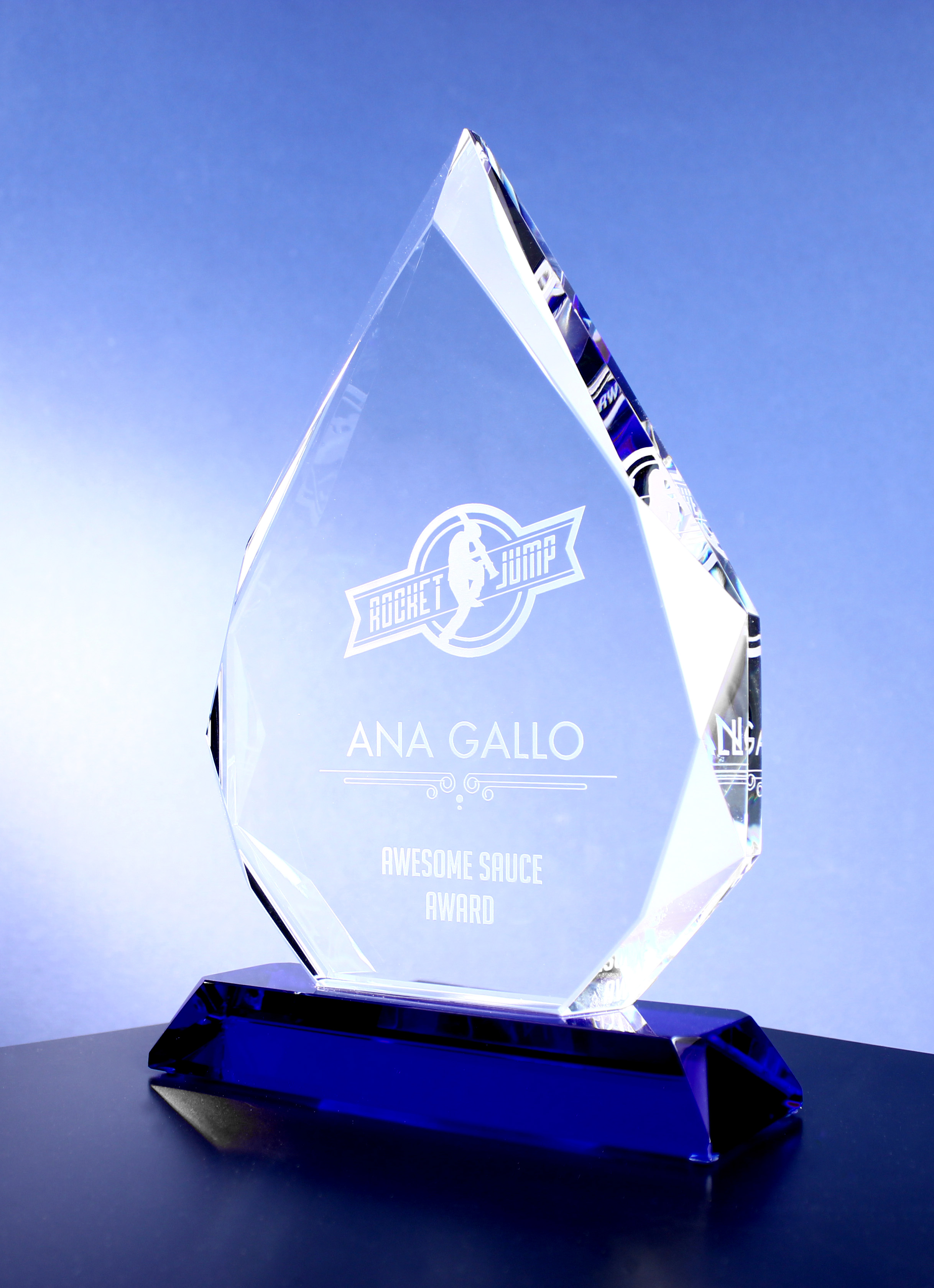 10'' Crystal Diamond Award On Blue Base 1