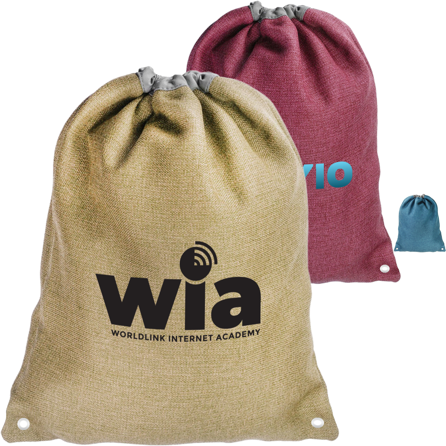 Linen Cromwell Drawstring Backpacks 3