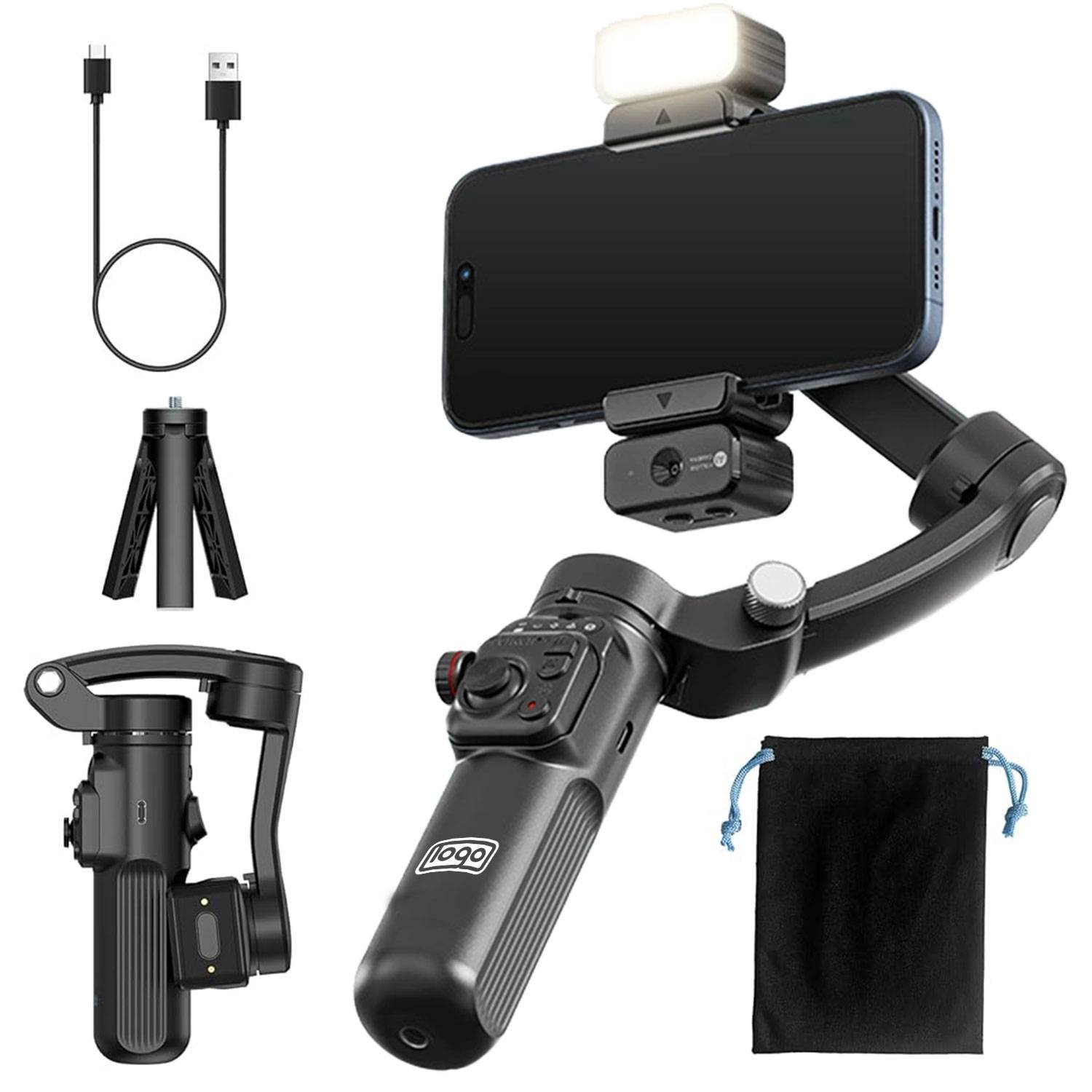 Phone Gimbal Stabilizer for Video Recording w/ Fill Light 3
