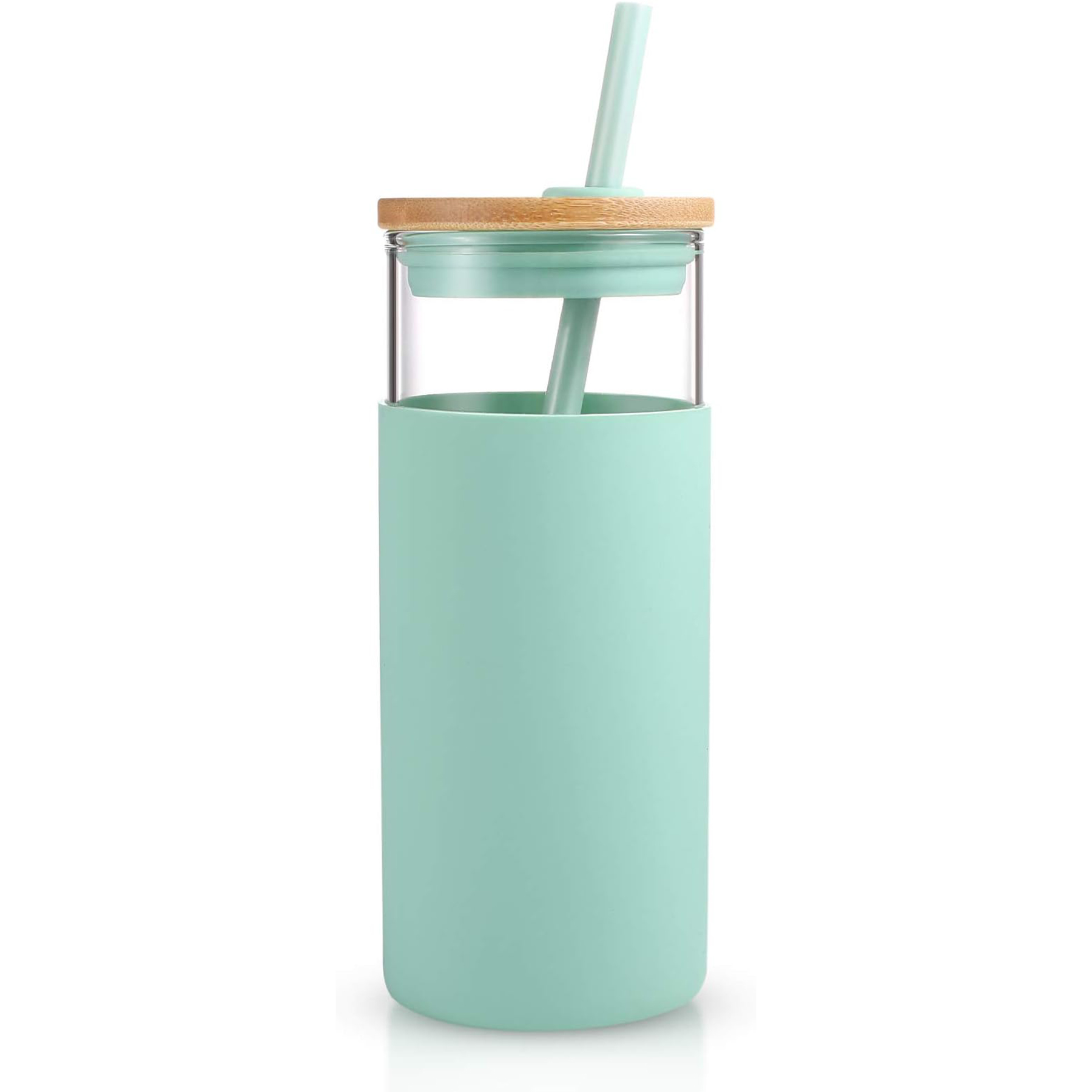20 Oz Glass with Bamboo Lid and Straw 24