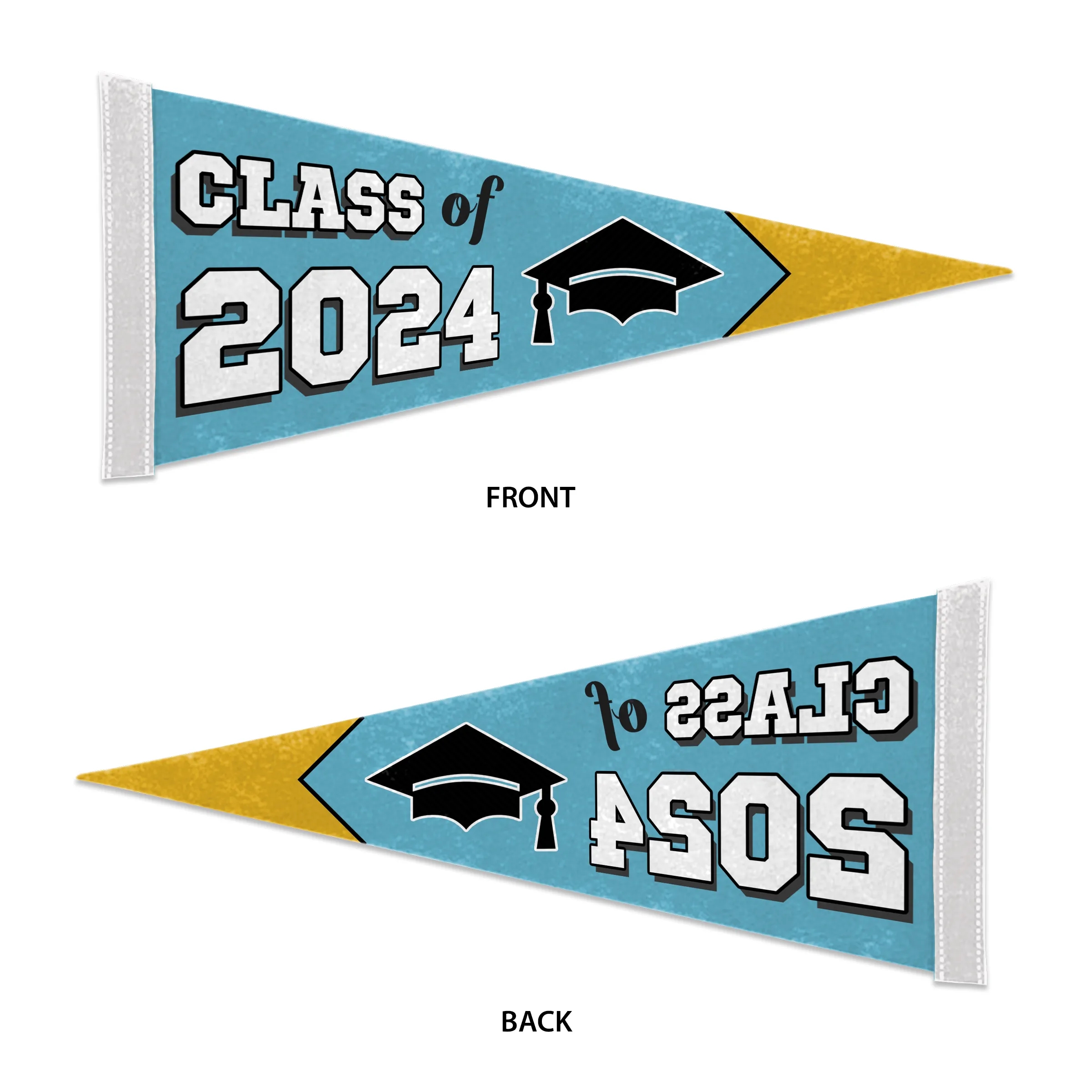 8"x18" Custom Full Color Printed Felt Pennant - 1ply 2-Sided 3