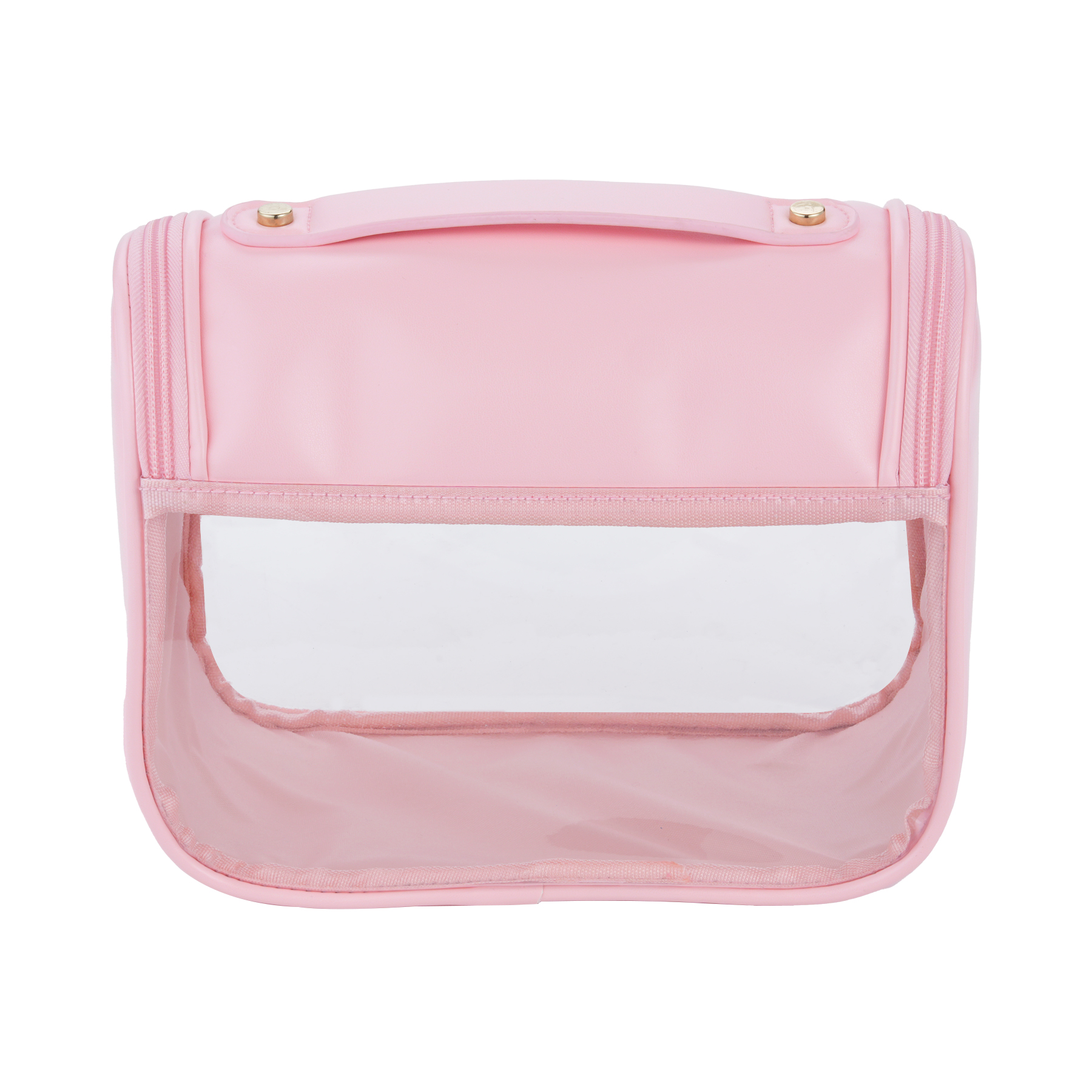 Hanging PU Leather Toiletry Bag with Clear PVC Window 3