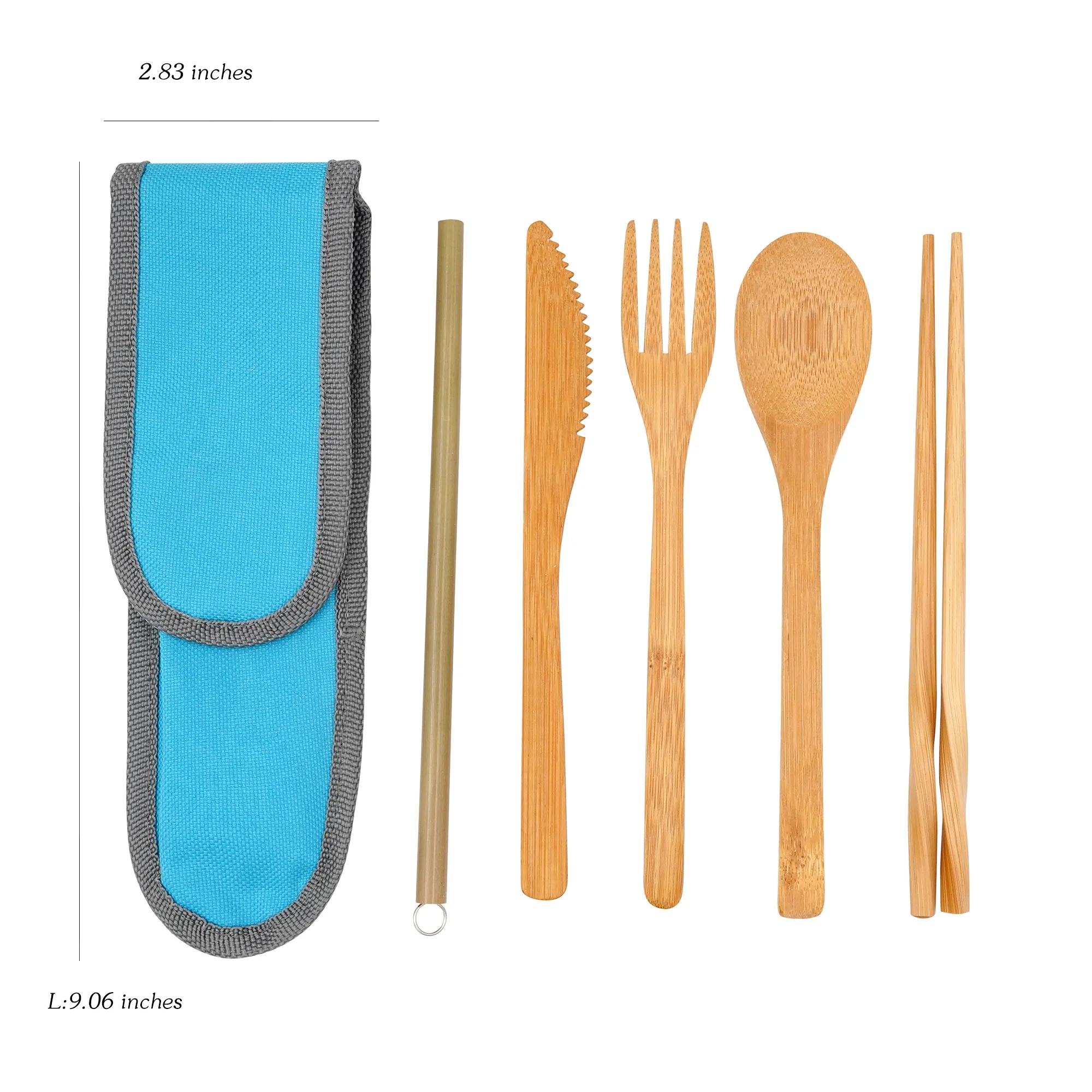Custom Logo Bamboo Tableware Portable Set Outdoor Camping 4
