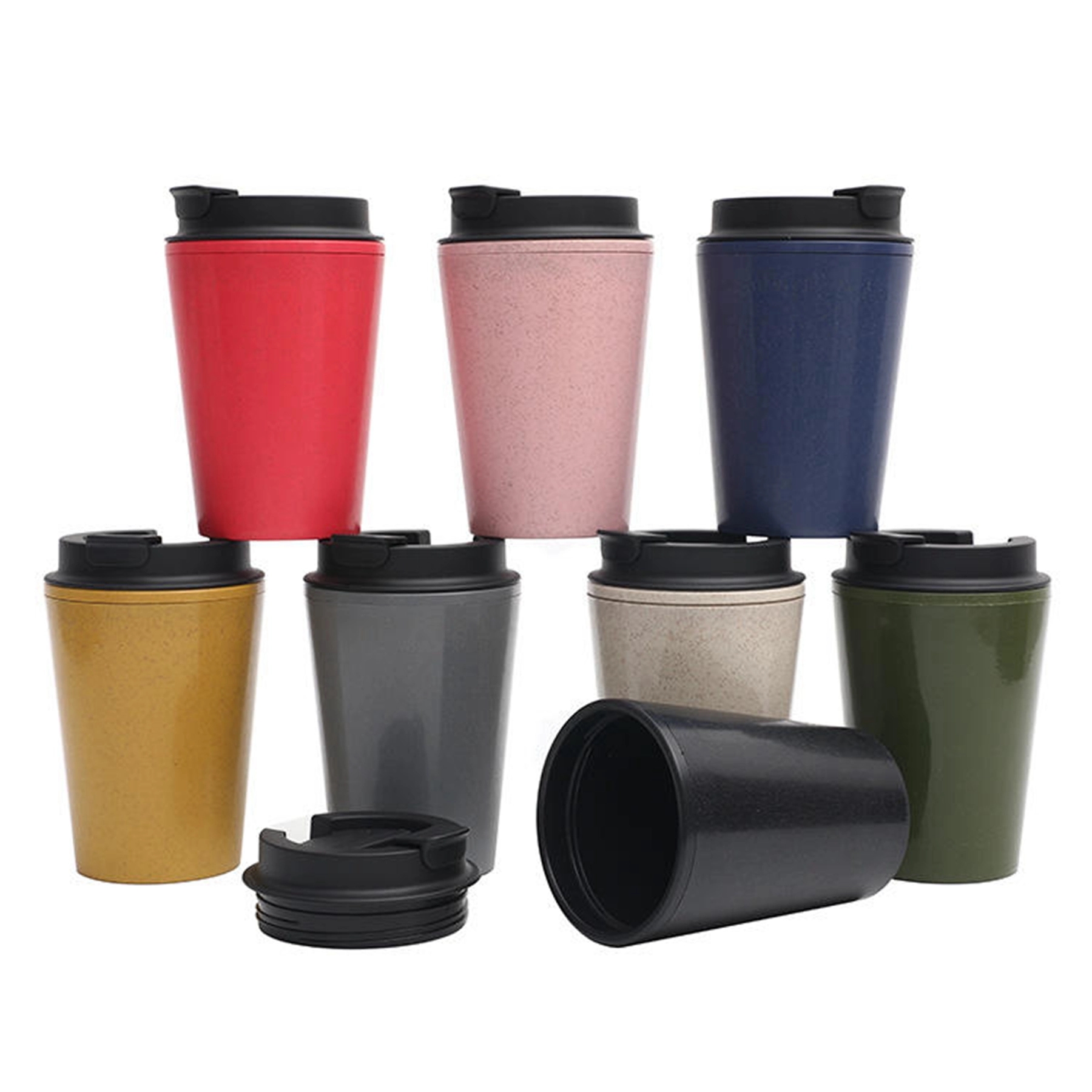 12 Oz. Double Wall Wheat Straw Coffee Cup with Lid 21