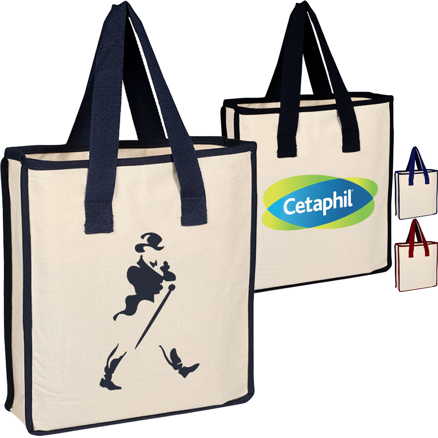 100% Cotton Canvas Shopping Bag USA Decorated (14" x 15") 1