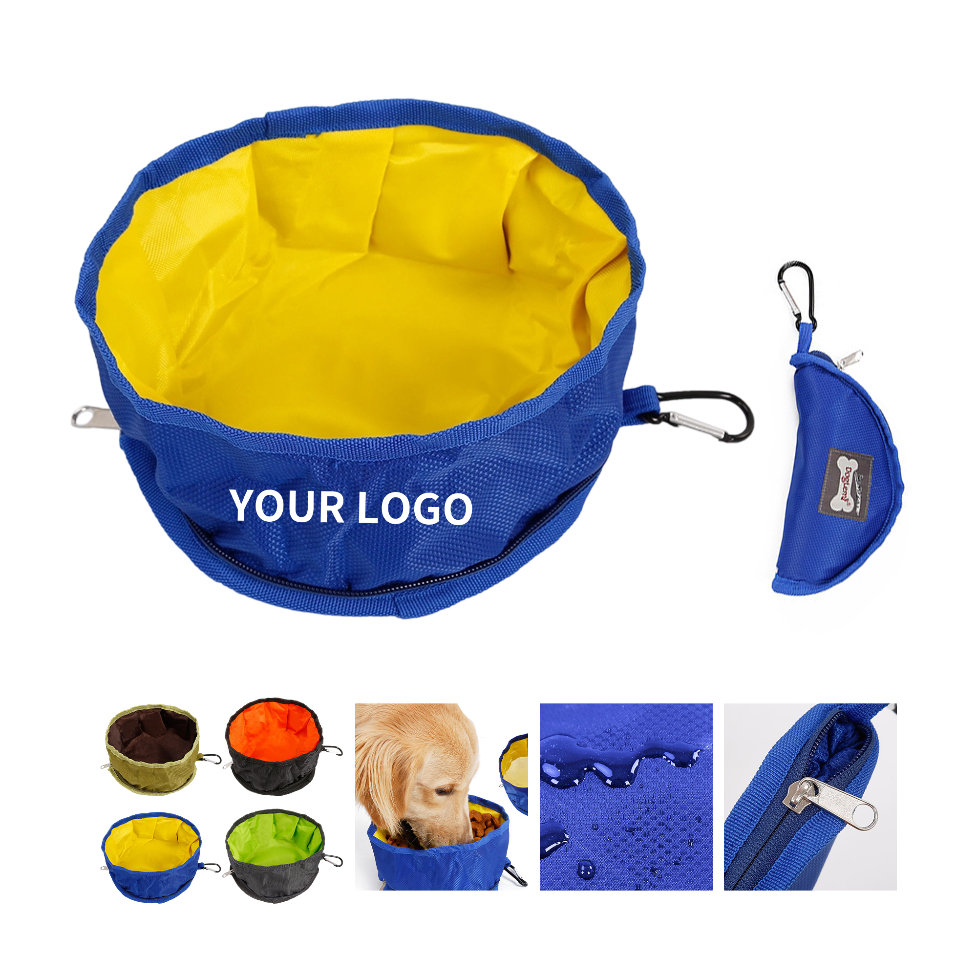 Collapsible Waterproof Pet Bowl Polyester 6.3" x 3.55" 2