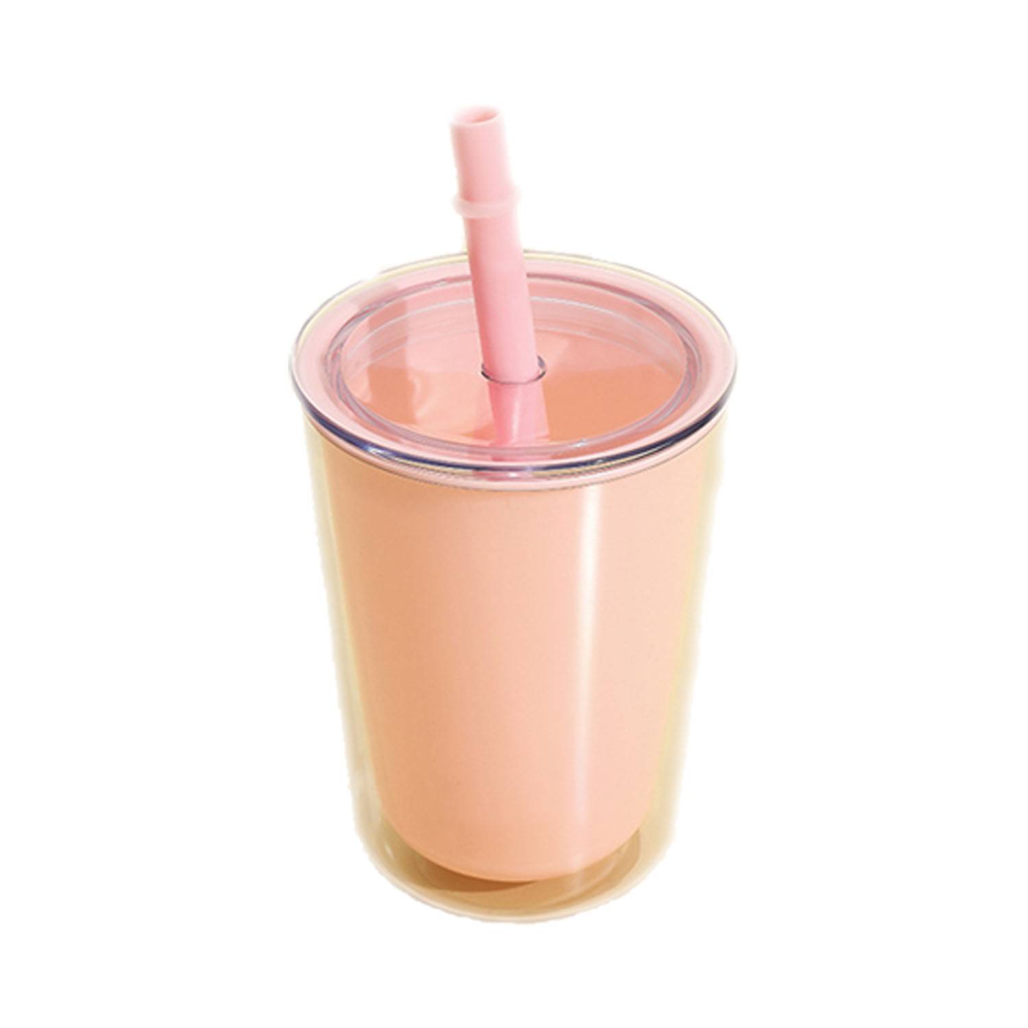 Double Layered Plastic Straw Water Cup 7