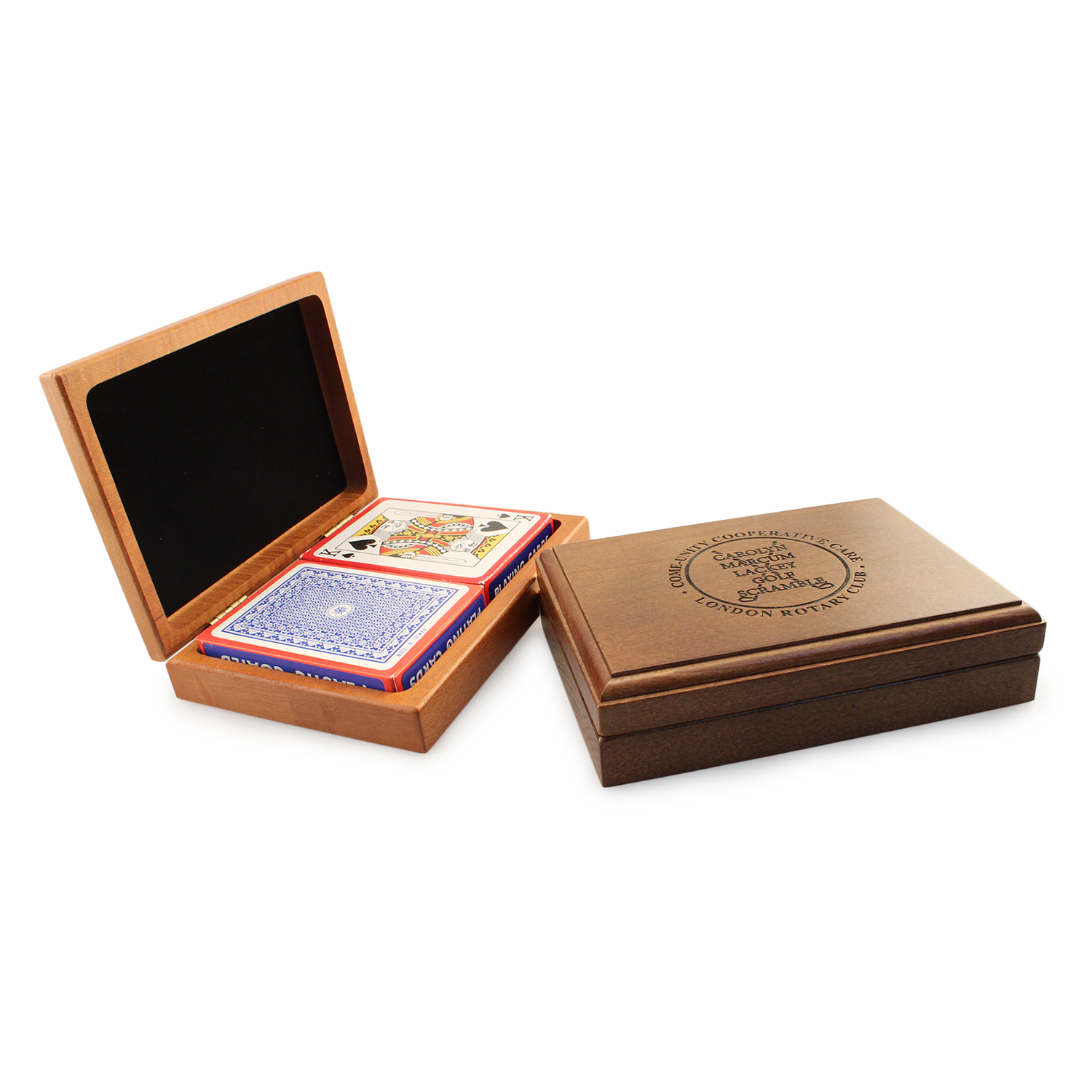 Wood Double Deck Playing Card Box with Cards, 6 x 4 1/2 x 1 1/2" 4