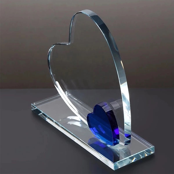 Clear Heart shaped Crystal Award Trophy 3