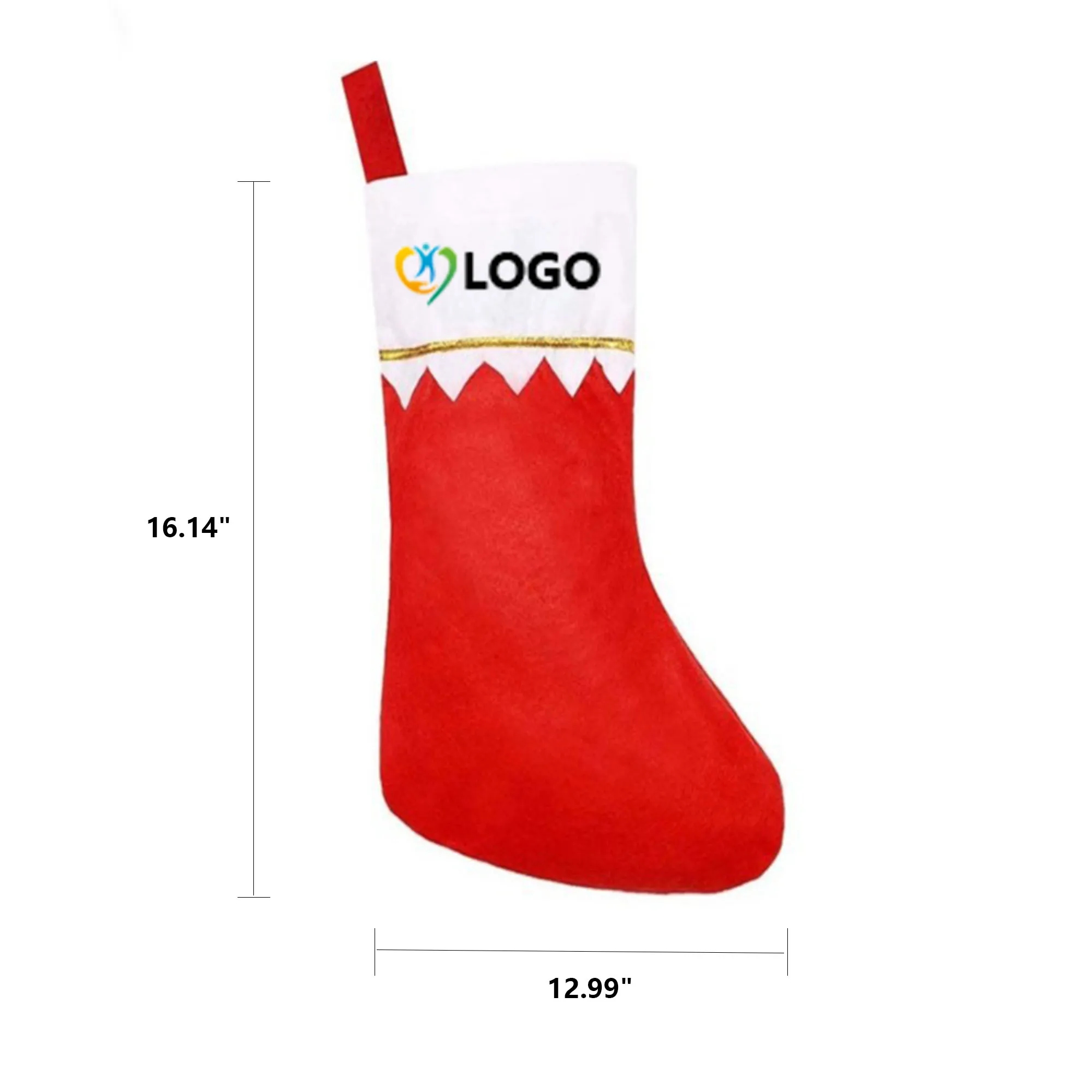 15" Red Felt Christmas Stocking - imprinted 1