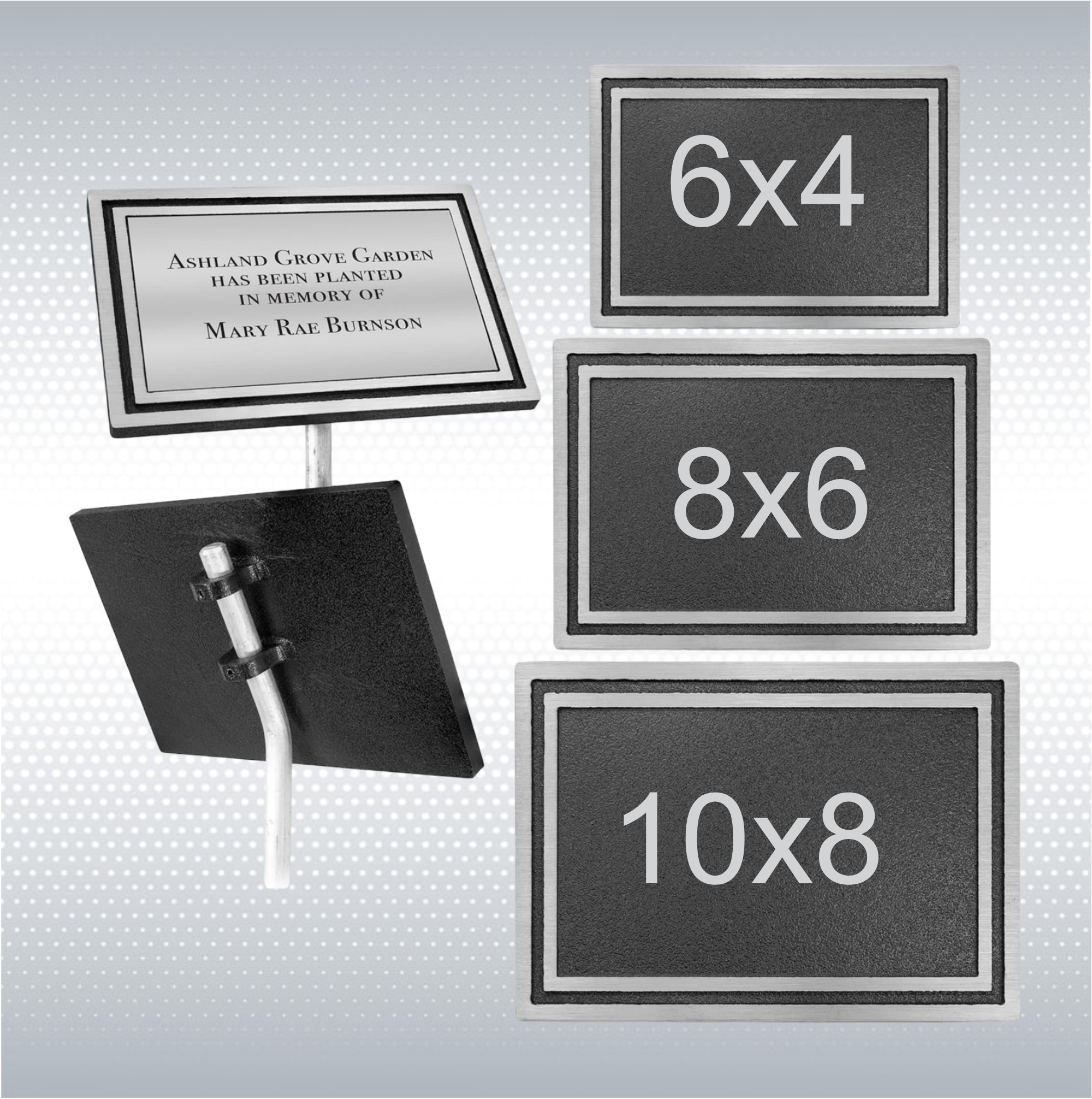 Black/Silver Cast Aluminum Garden Sign W/ 24" Stake 7