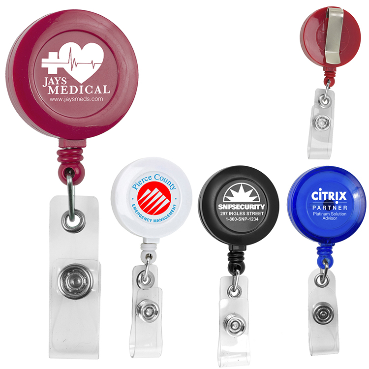 "Lorain VL" 30" Cord Round Retractable Badge Reel and Badge Holder with Metal Slip Clip Attachment 4