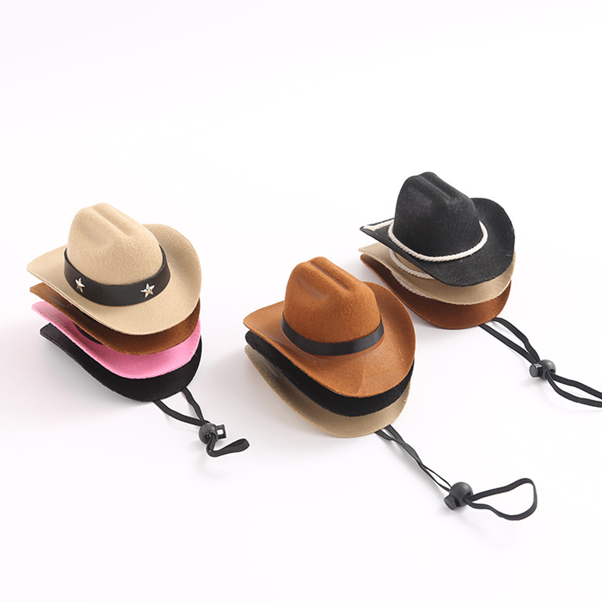 Adjustable Cowboy Pet Hat With Gold Star Pin 1