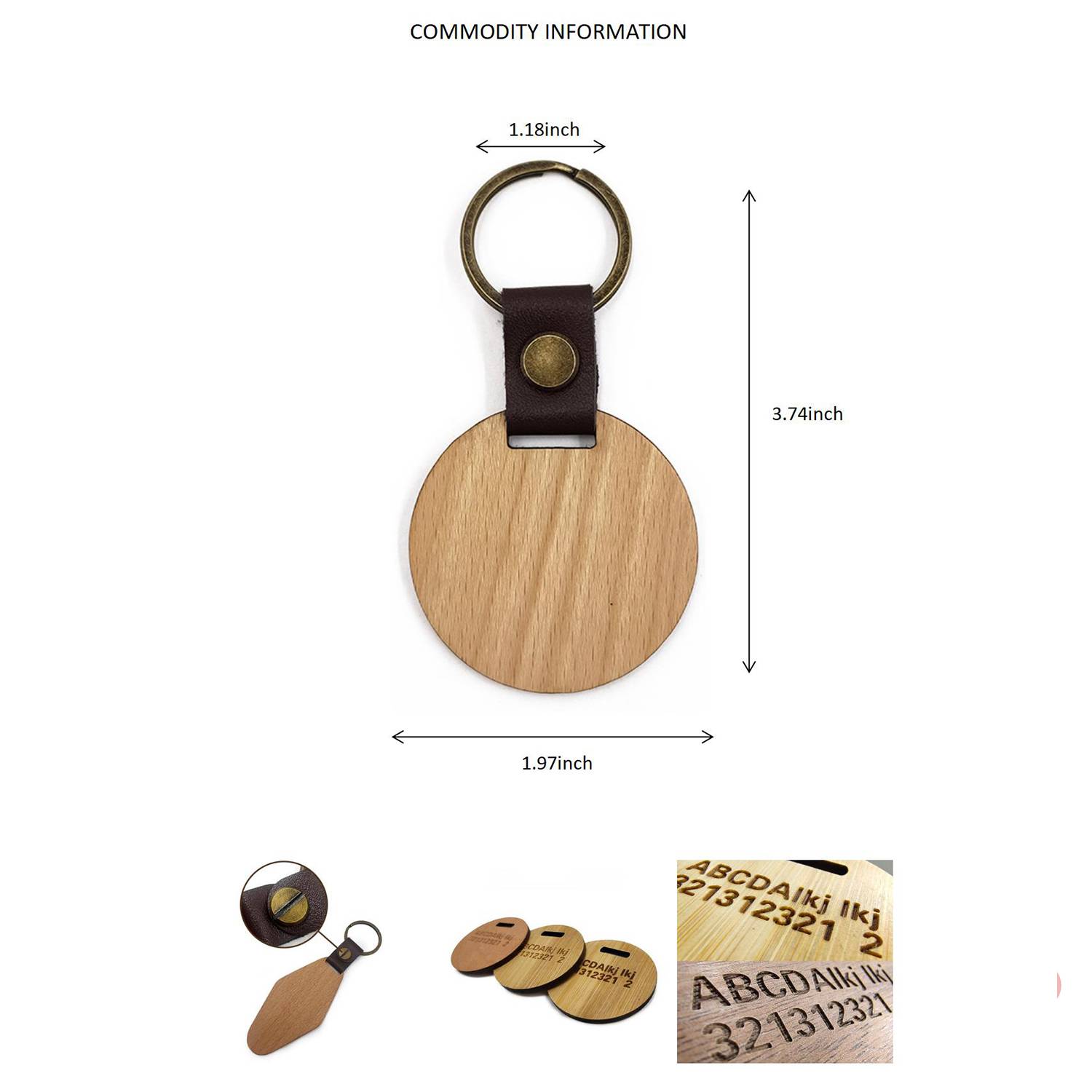 Creative Leather Wooden Keychain 3