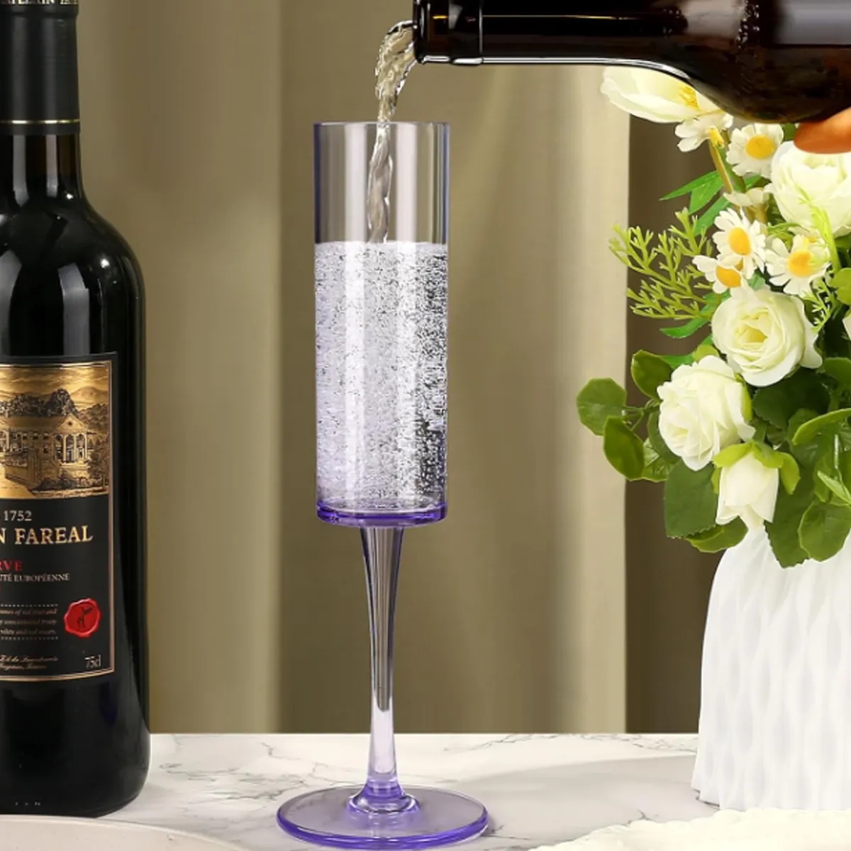 5.5oz. Reusable Plastic Champagne Flutes Wine Glasses 3