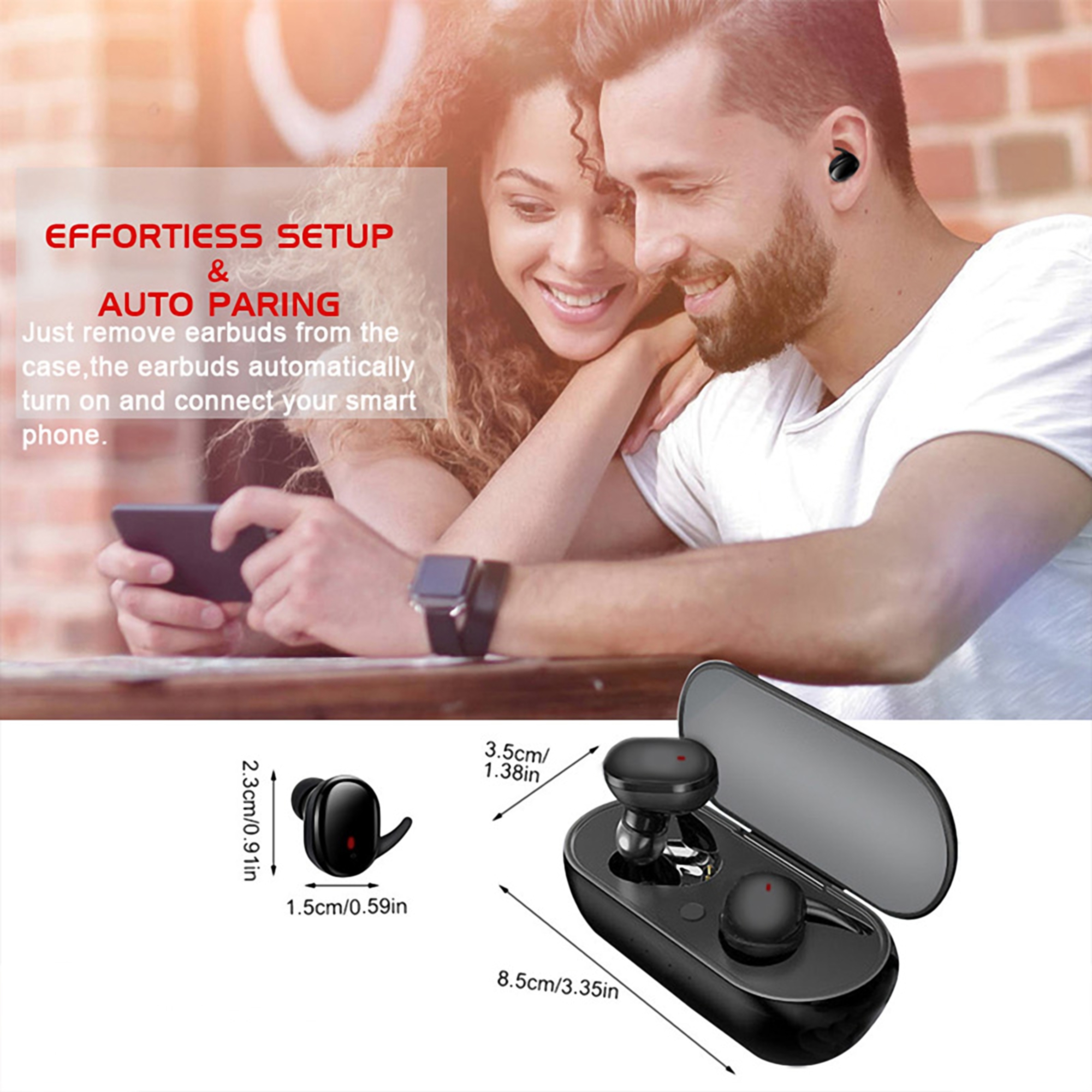 True Wireless Bluetooth Earbuds w/Charging Case 4