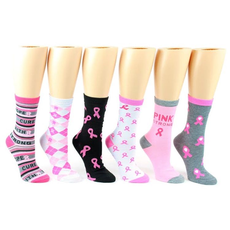 Breast Cancer Awareness Crew Socks - Size 9-11 1