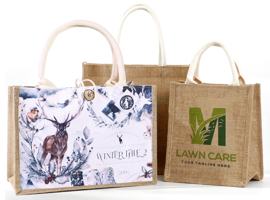 Natural Jute Fiber Tote Bag, custom tote bag with logo imprint 2