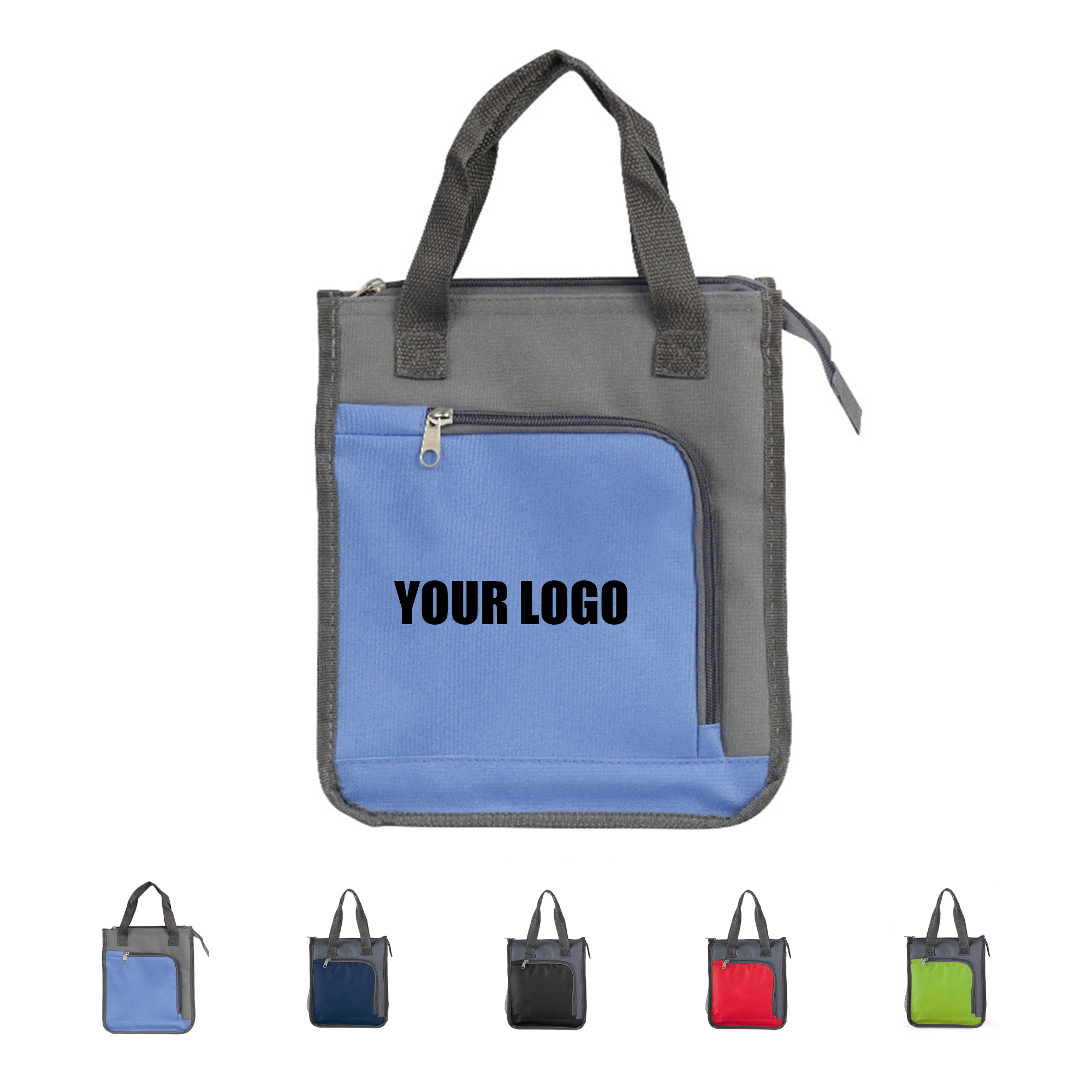 Two Tone Insulated Lunch Tote Polyester With Lining 8.7" x 10.2" x 4.72" 3