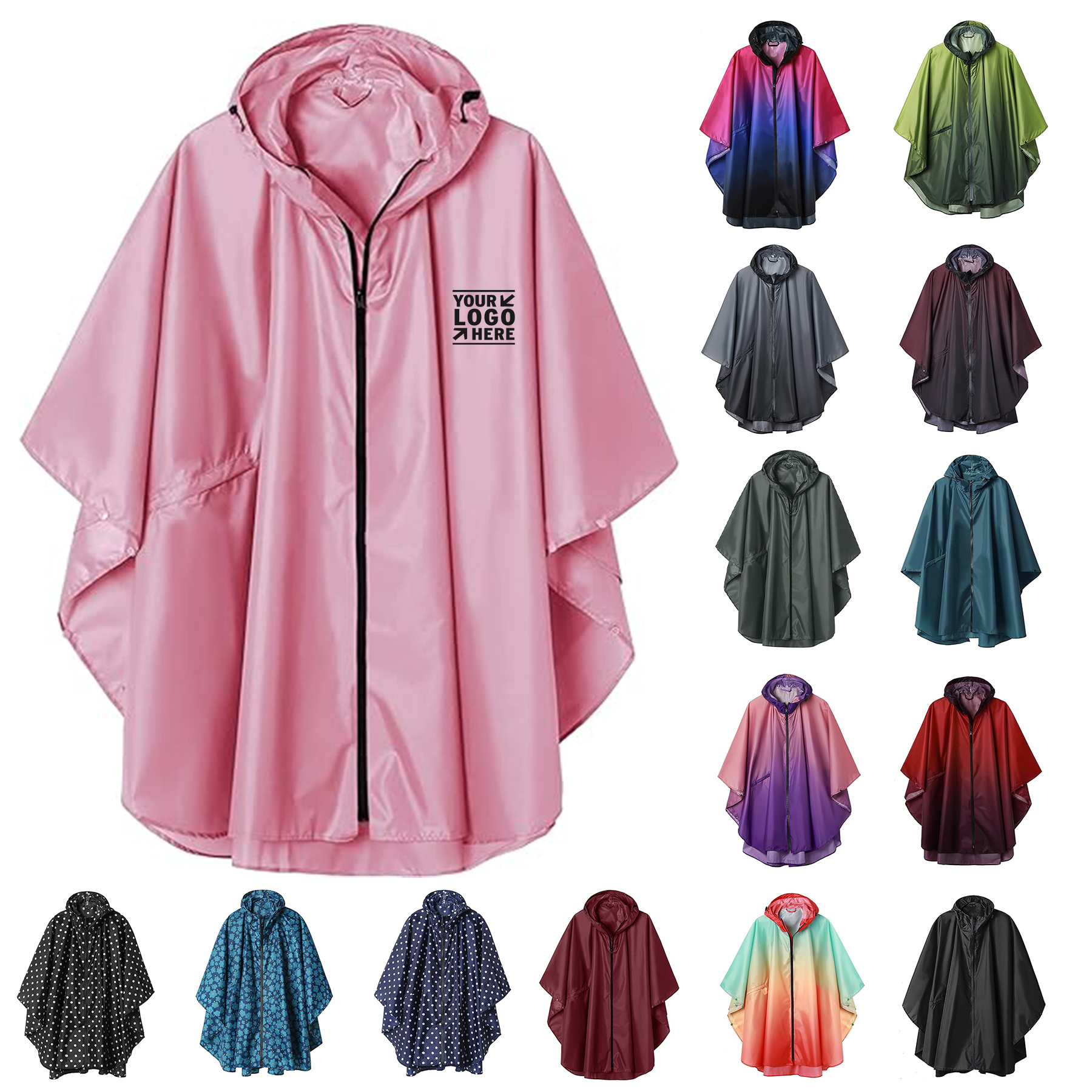 Adults Women Unisex Rain Poncho Raincoat Hooded With Pockets 2