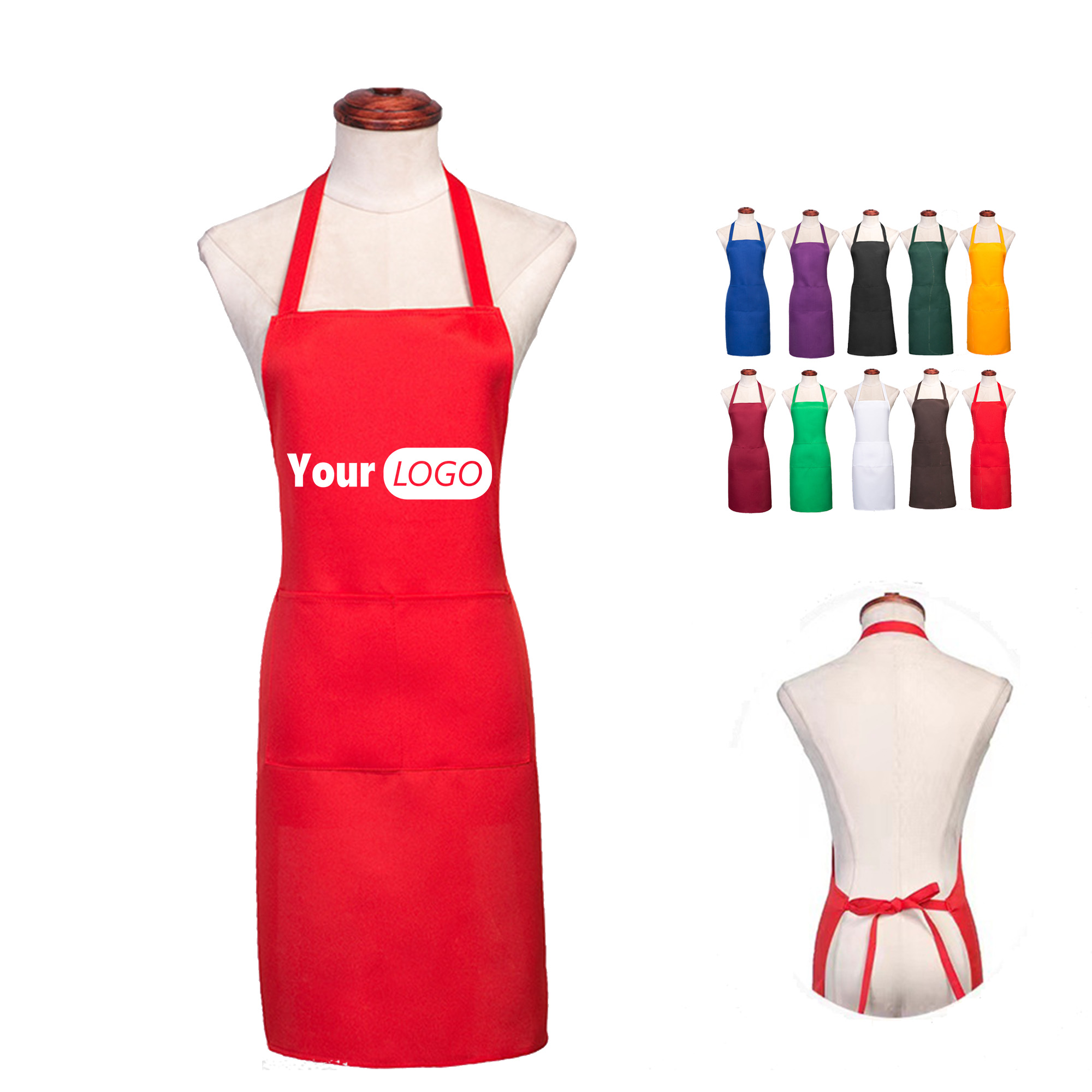 Kitchen Neck-Style Cooking Apron With Pockets 2
