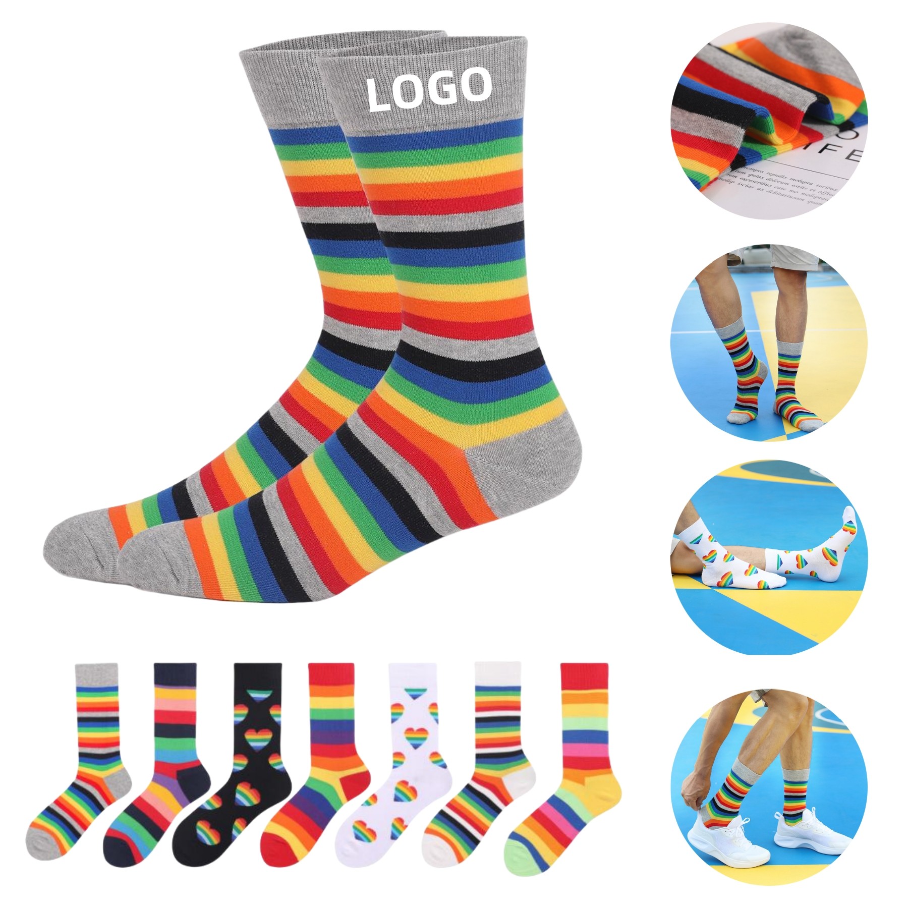 Colorful Patterned Mid Calf Knit Dress Sock
