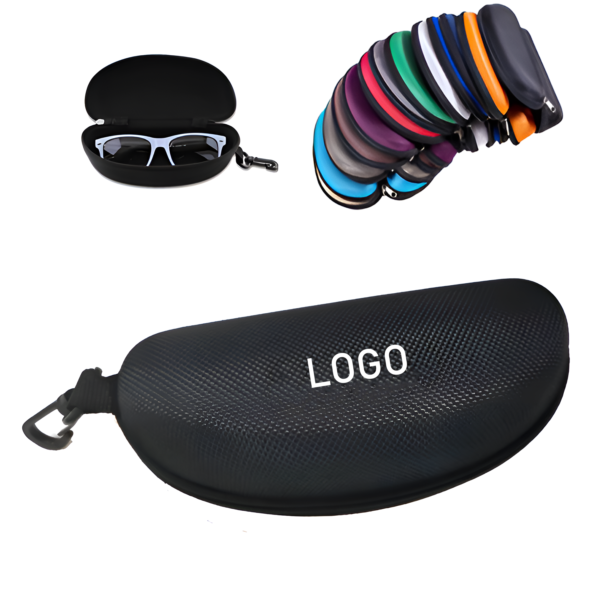 Portable Travel Zipper Sunglasses Case with Hook 2