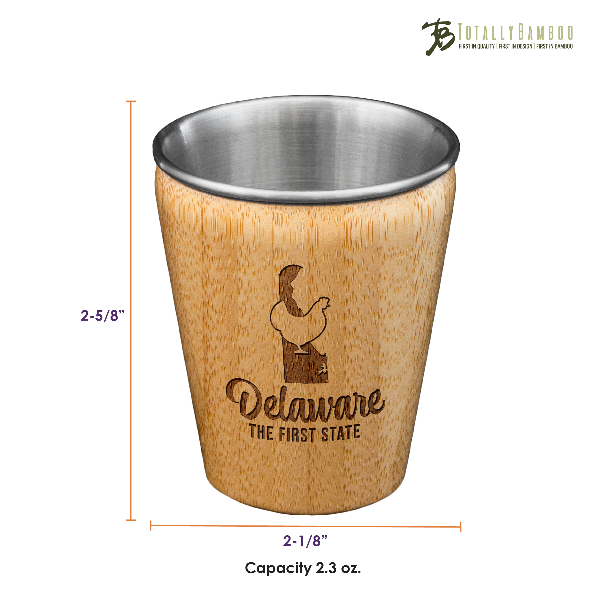Delaware State Bamboo and Stainless Steel Shot Glass 3