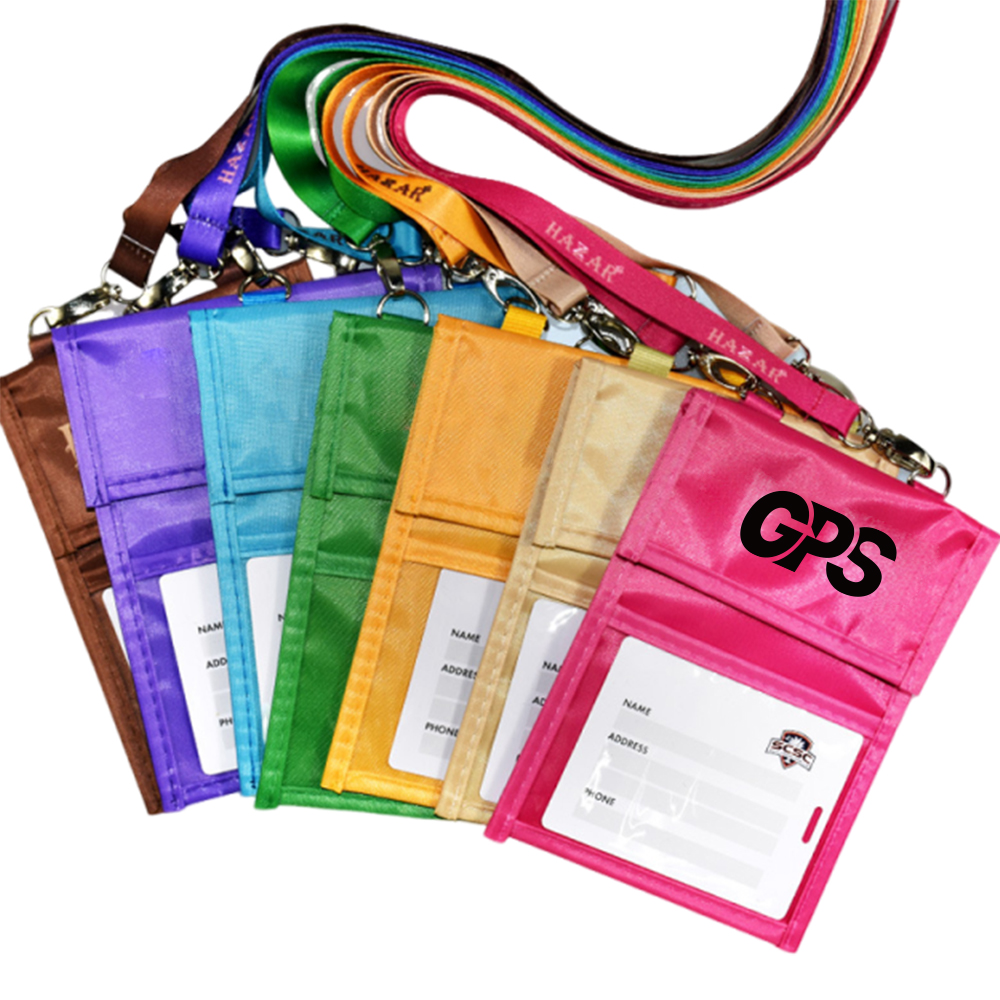 70D Nylon Neck Wallet with Pockets & Lanyard & zipper 3