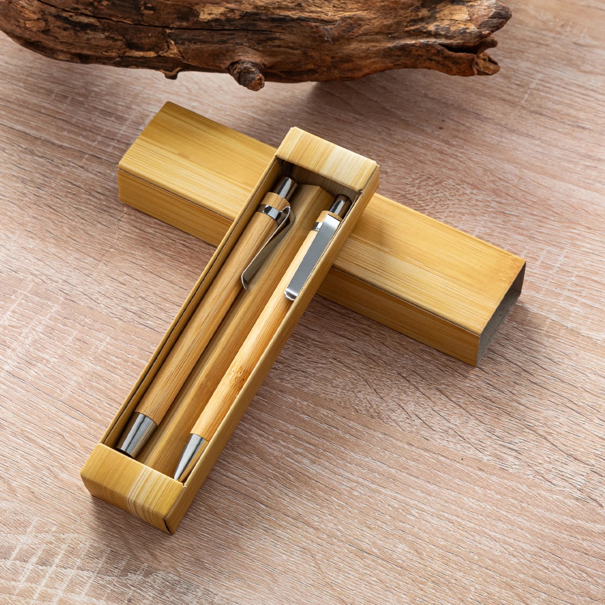 Press-Type Bamboo Touchscreen Ballpoint Pen Set 3