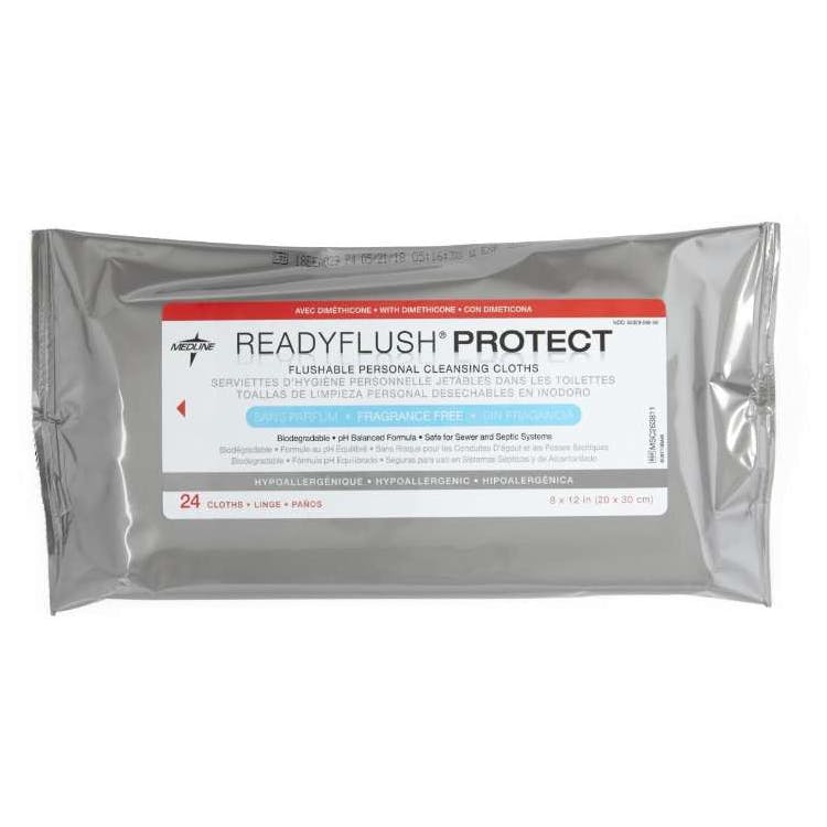 ReadyFlush Flushable Personal Cleansing Cloths - 8" x 12" 24 per Pack 1