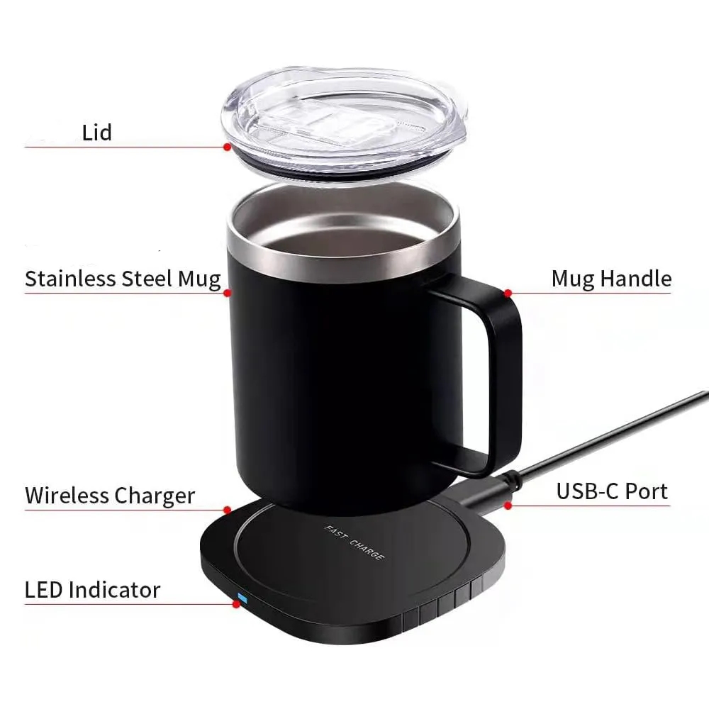 2 in 1 Coffee Mug Warmer Set Wireless Charging 3