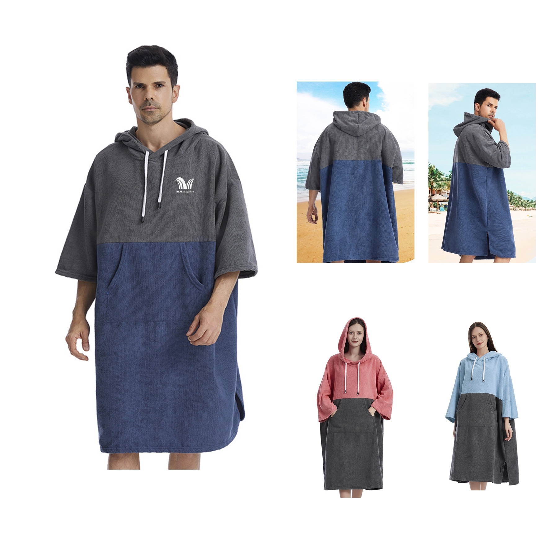 Surf Poncho Changing Beach Towel Robe With Hood 2