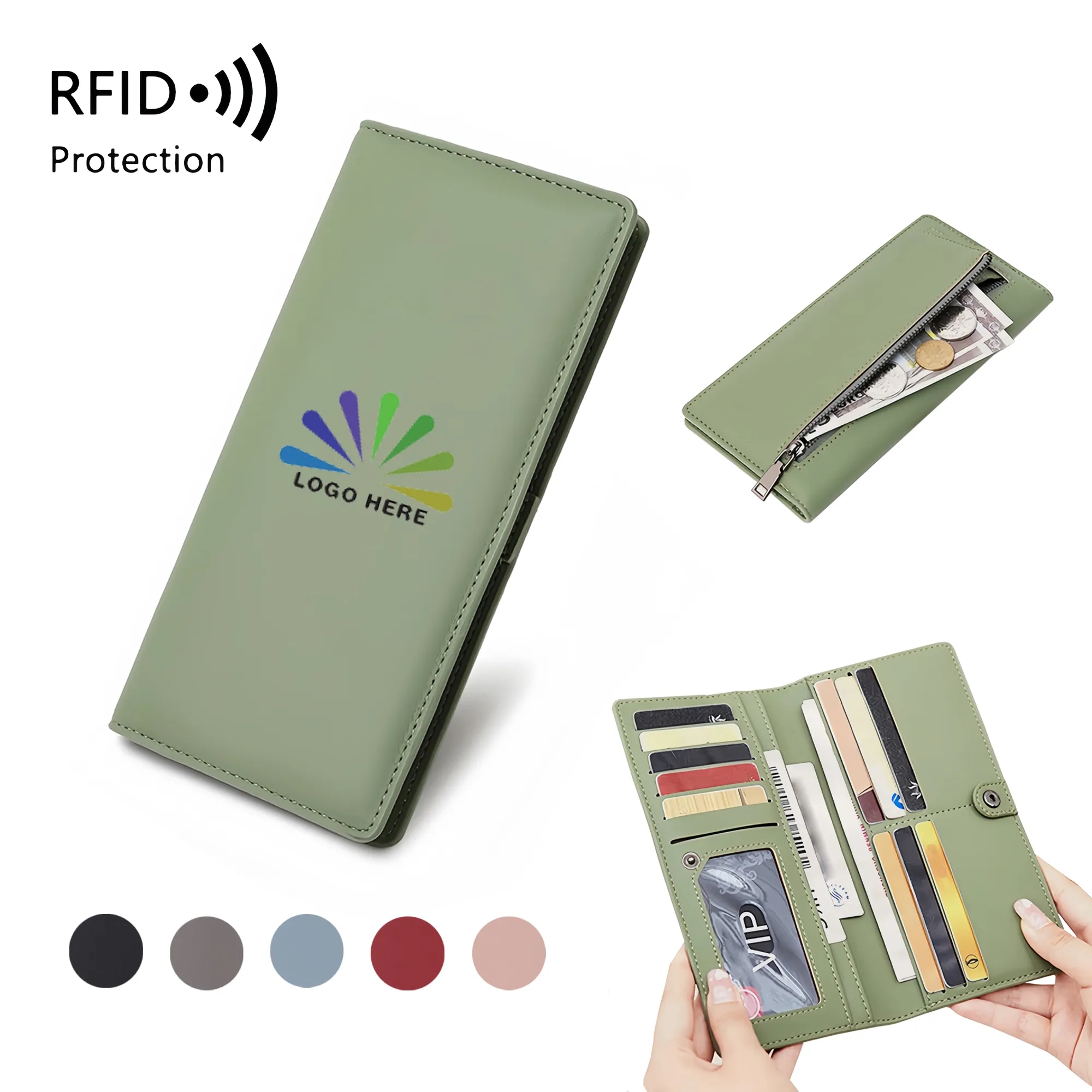 RFID Anti-theft Brush Leather Wallet Card Bag 1